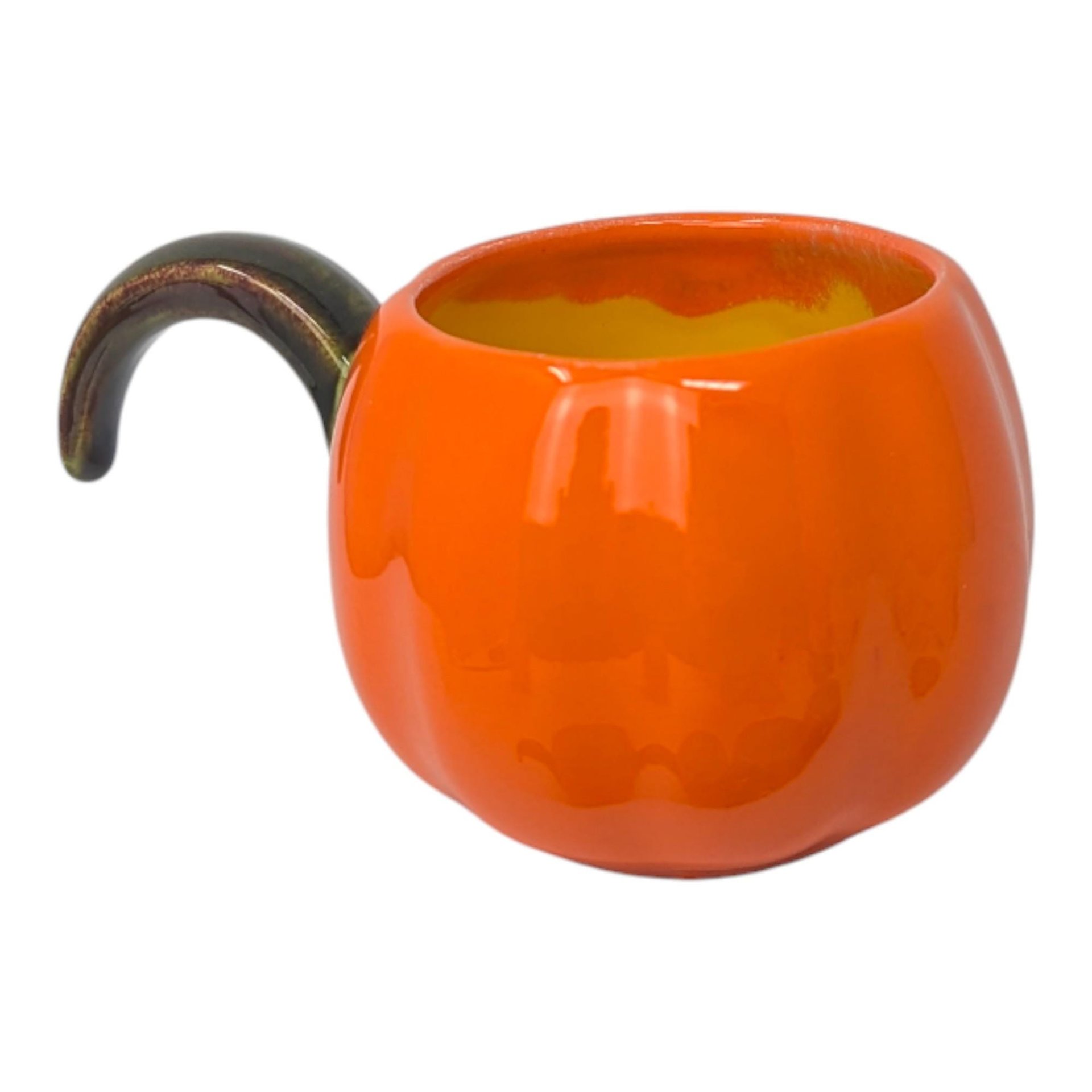 Set of Six Hand-Painted Pumpkin Cups
