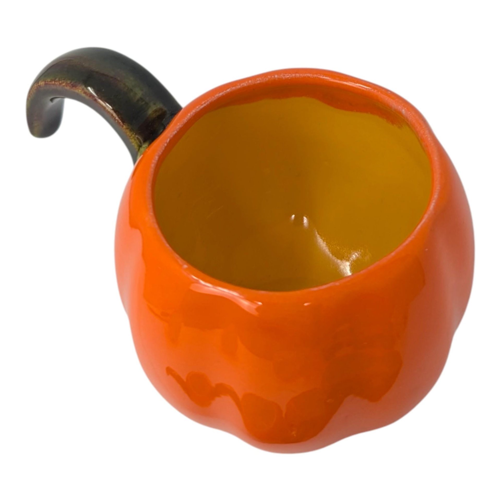 Set of Six Hand-Painted Pumpkin Cups