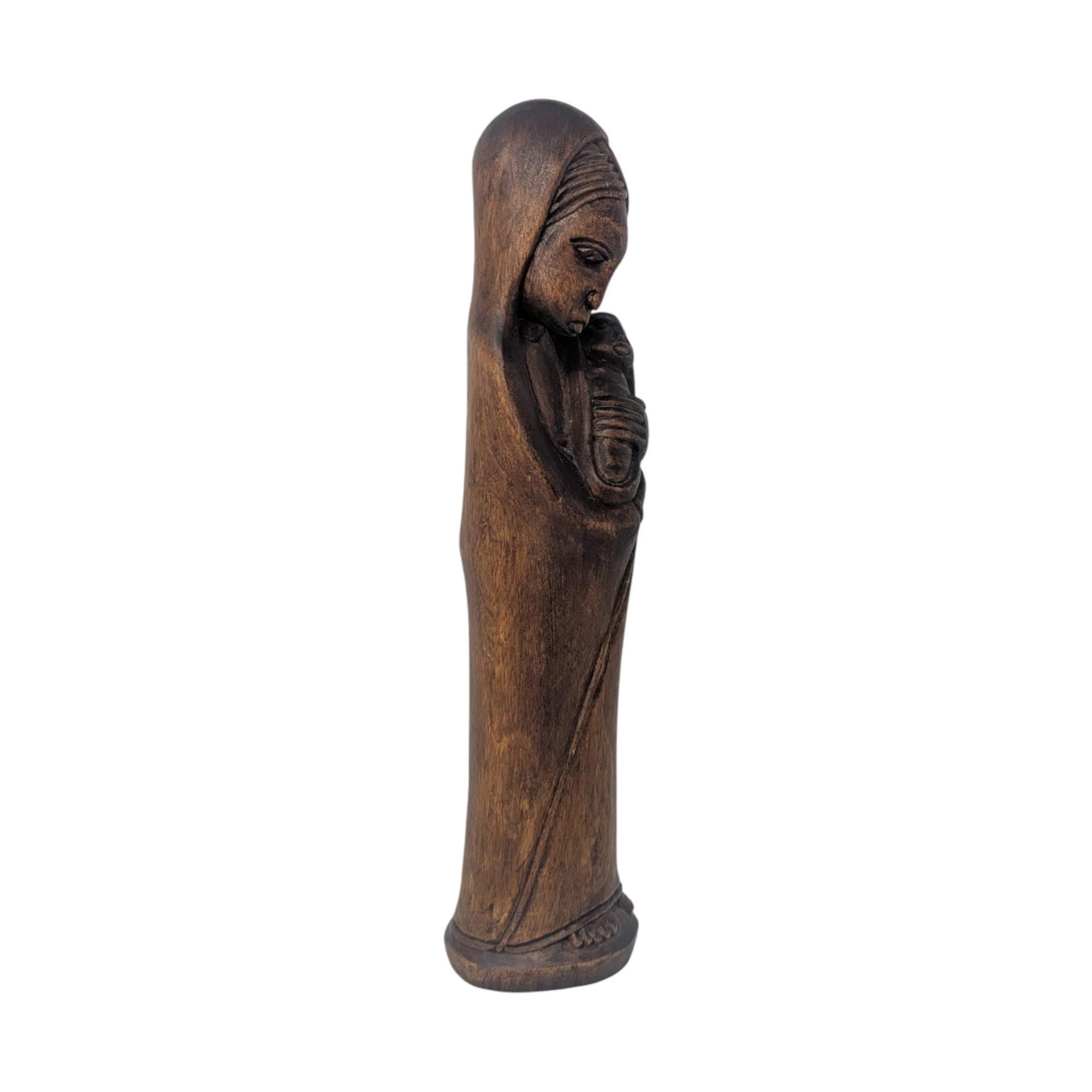 Vintage Hand-Carved Wooden Madonna and Child