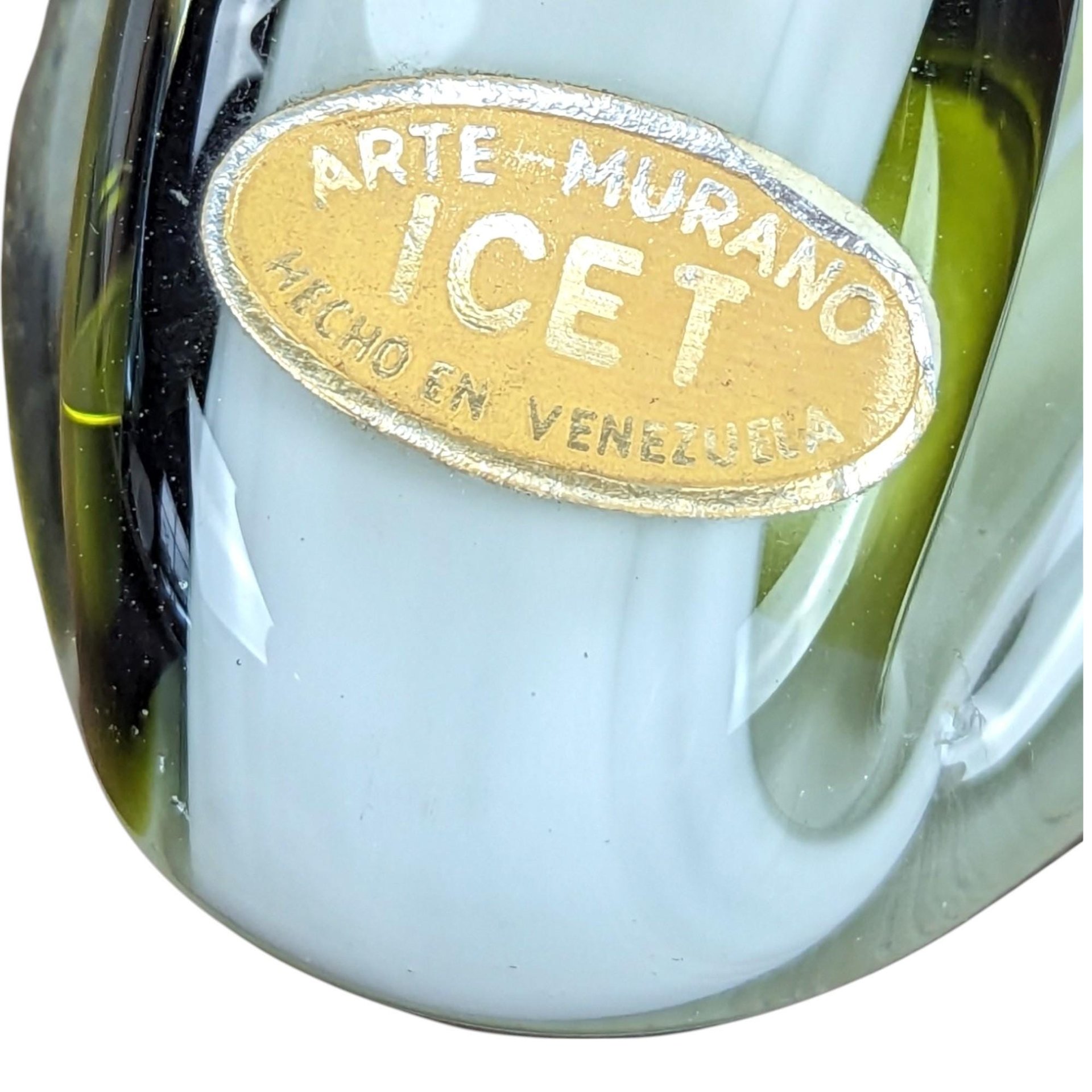 Vintage Icet Venezuela Murano Style Green Glass Figurine