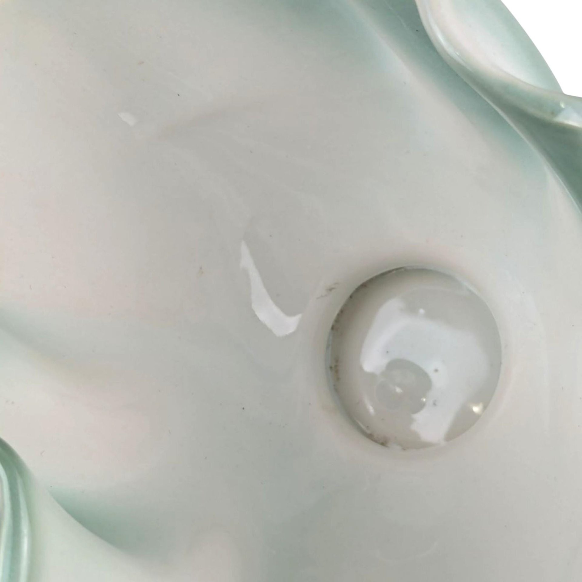 Vintage 5" Regal Green and White Ceramic Pedestal Planter