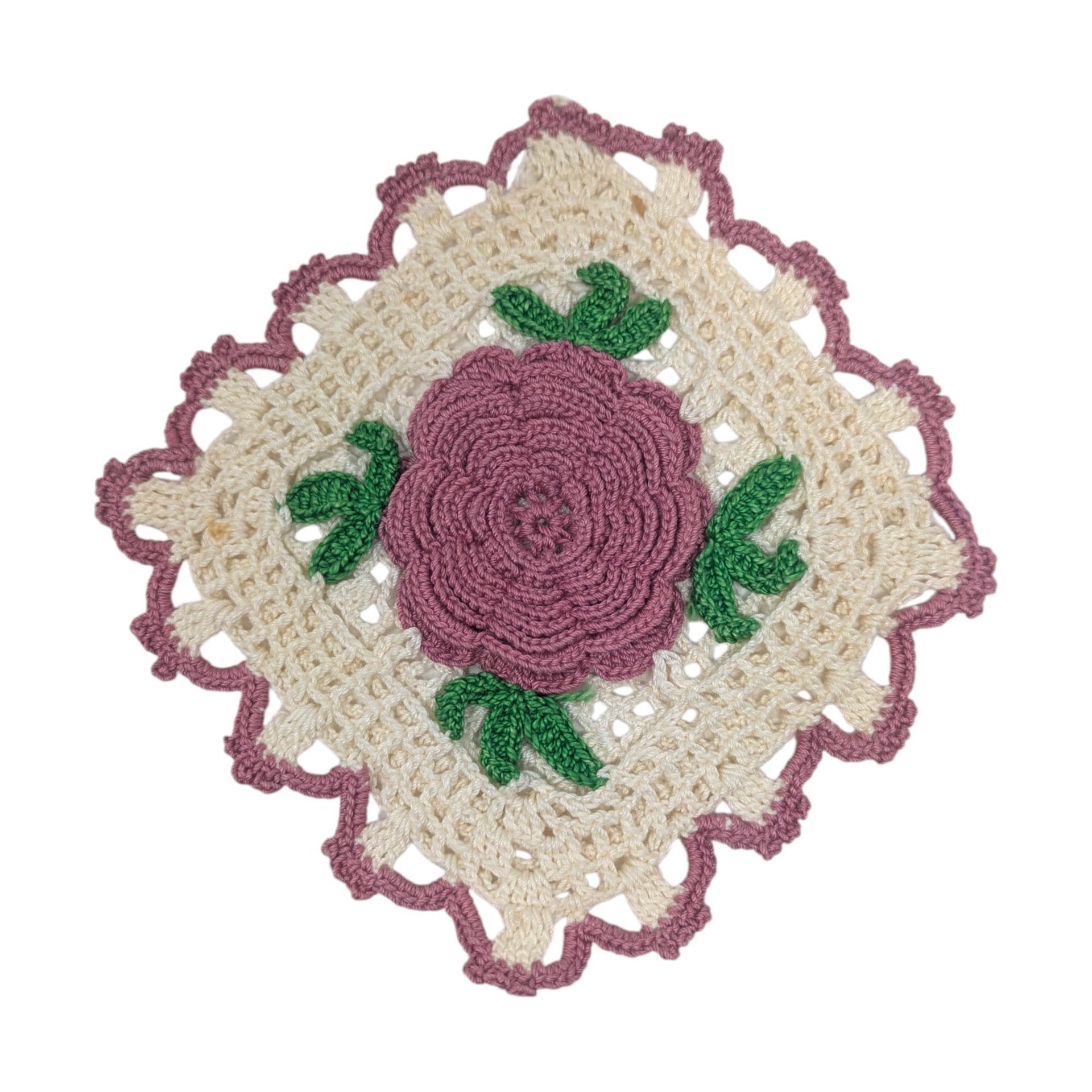 Vintage Floral Crochet Pot Holder Set