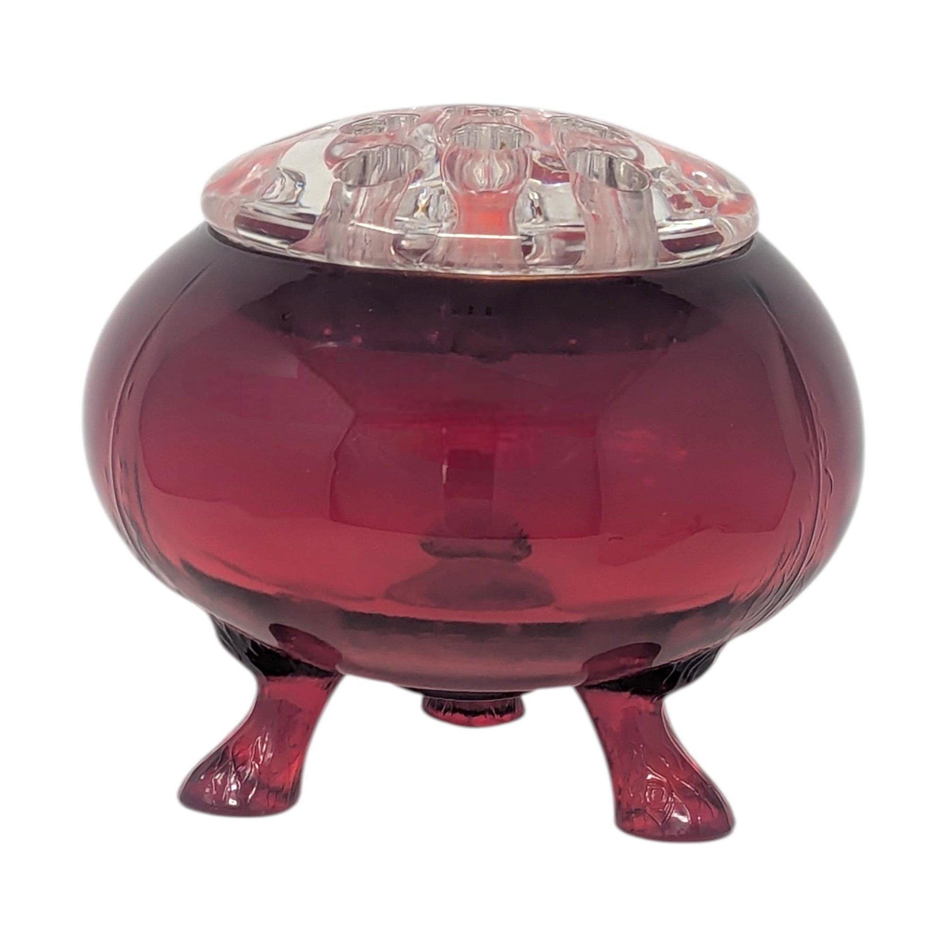 Vintage Viking Glass Ruby Red Flowerite Flower Frog