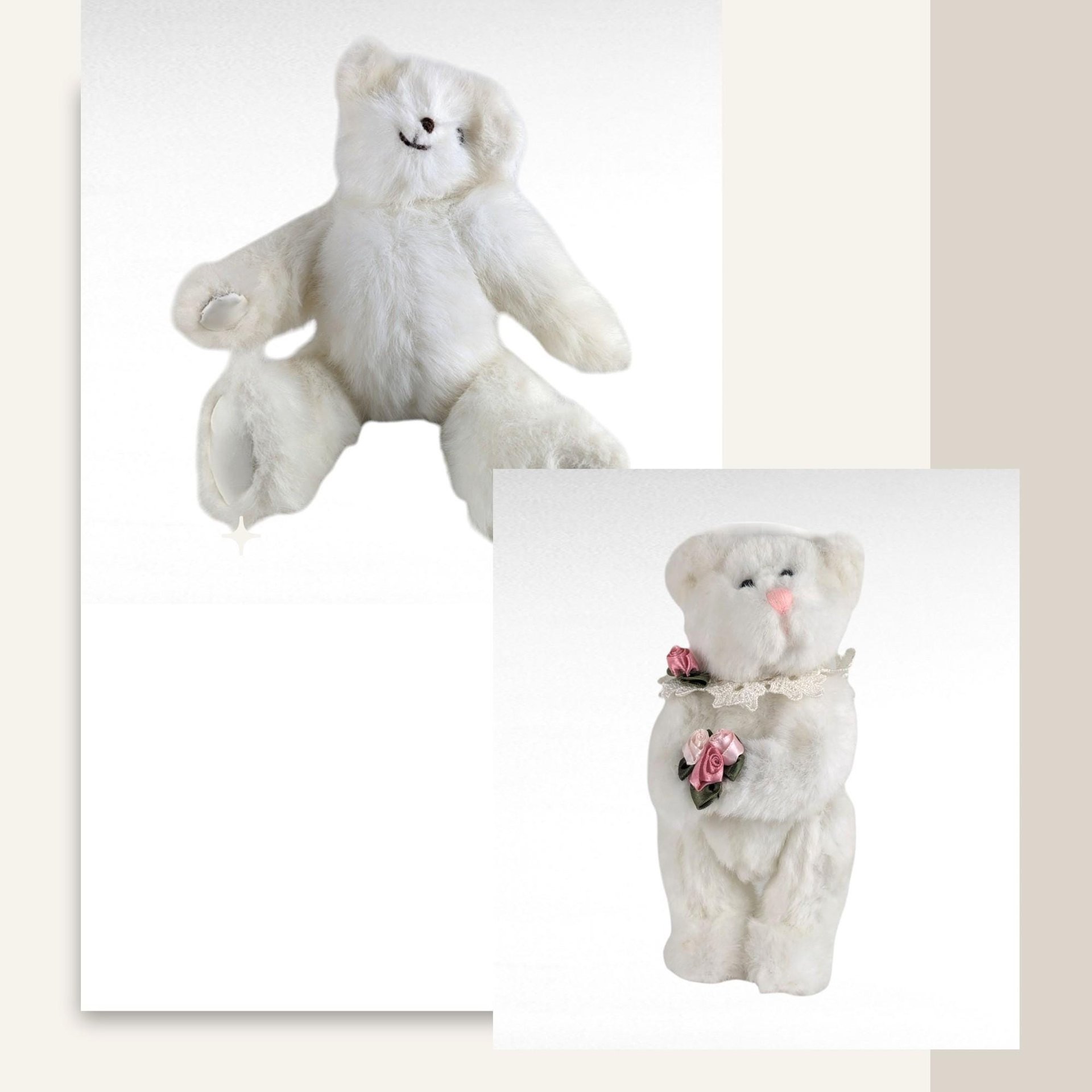 Vintage Arctic White Teddy Bear Duo - Joan Chesney & Berkeley Designs