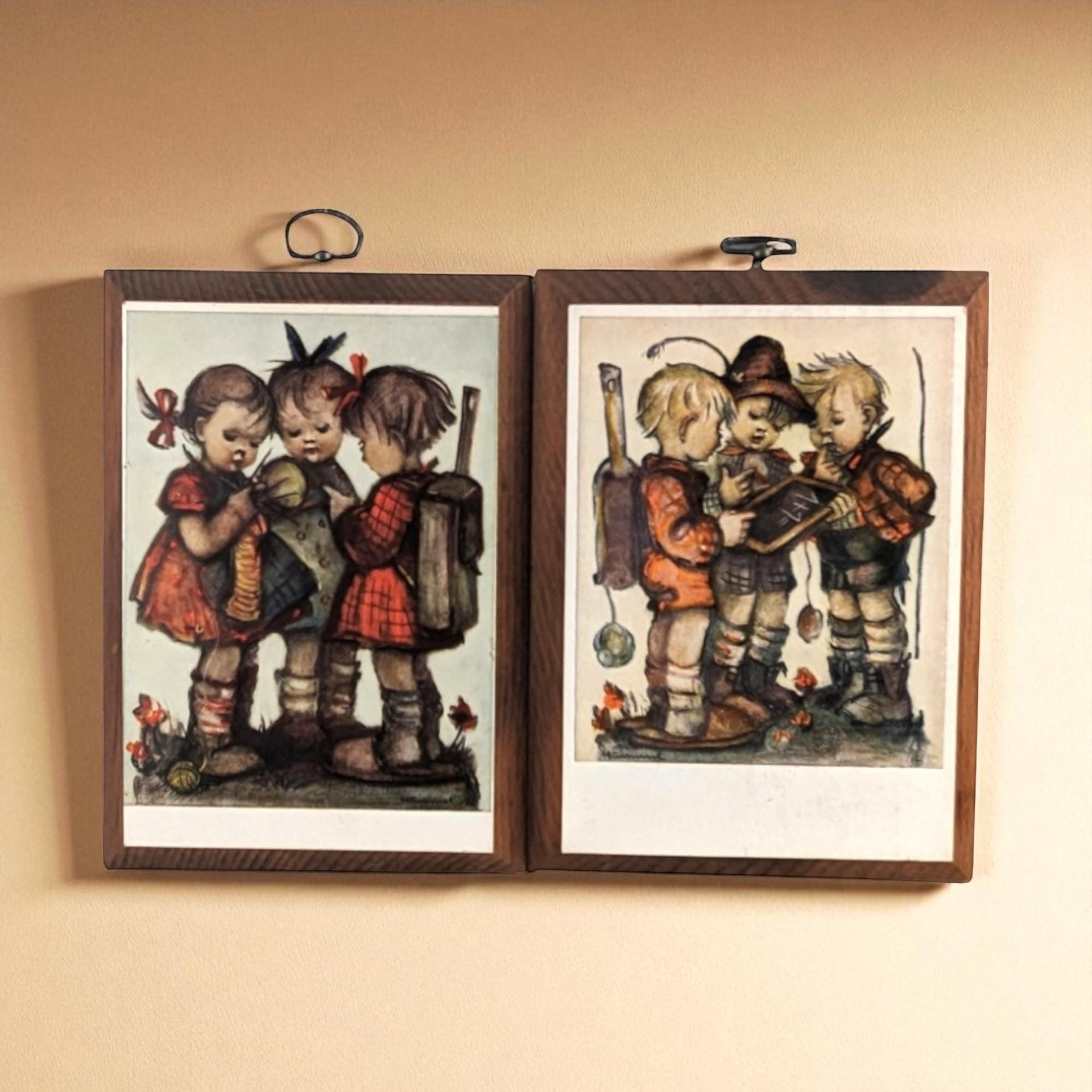 Pair of 1981 ARS Hummel Wood Wall Hangings
