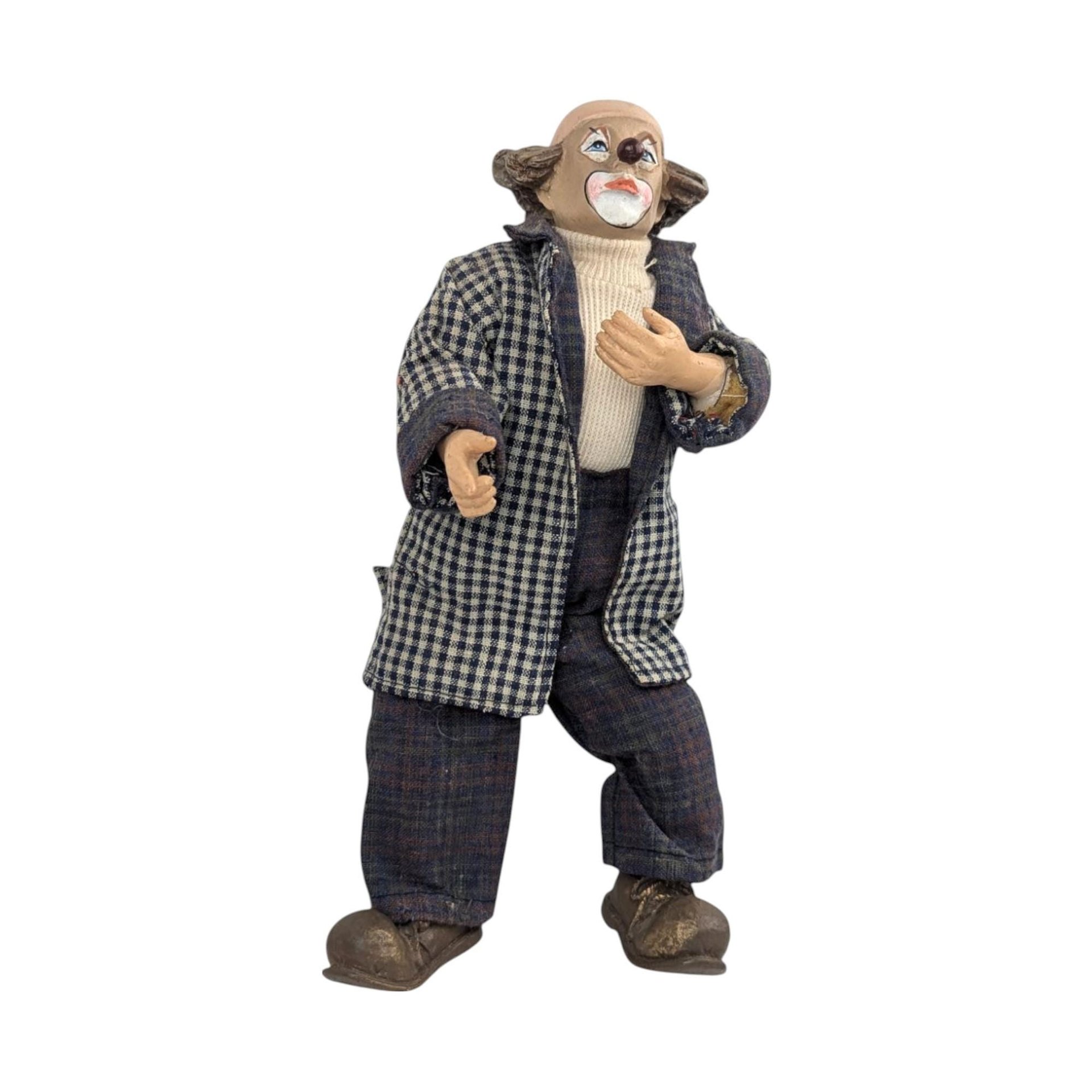 Vintage 10" Posable Hobo Clown in Plaid