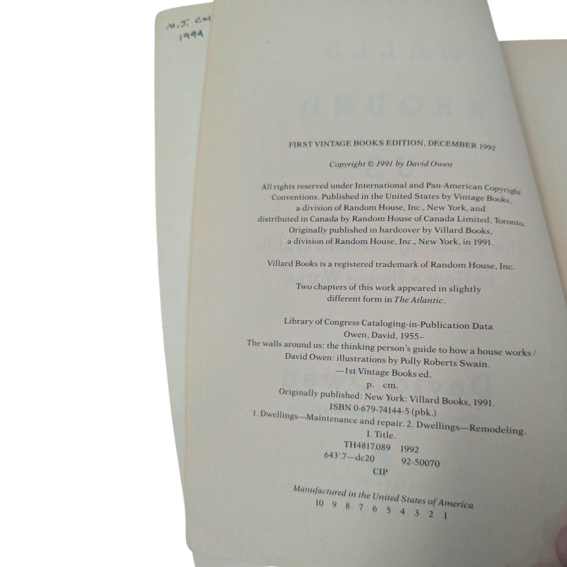 1992 The Walls Around Us by David Owen