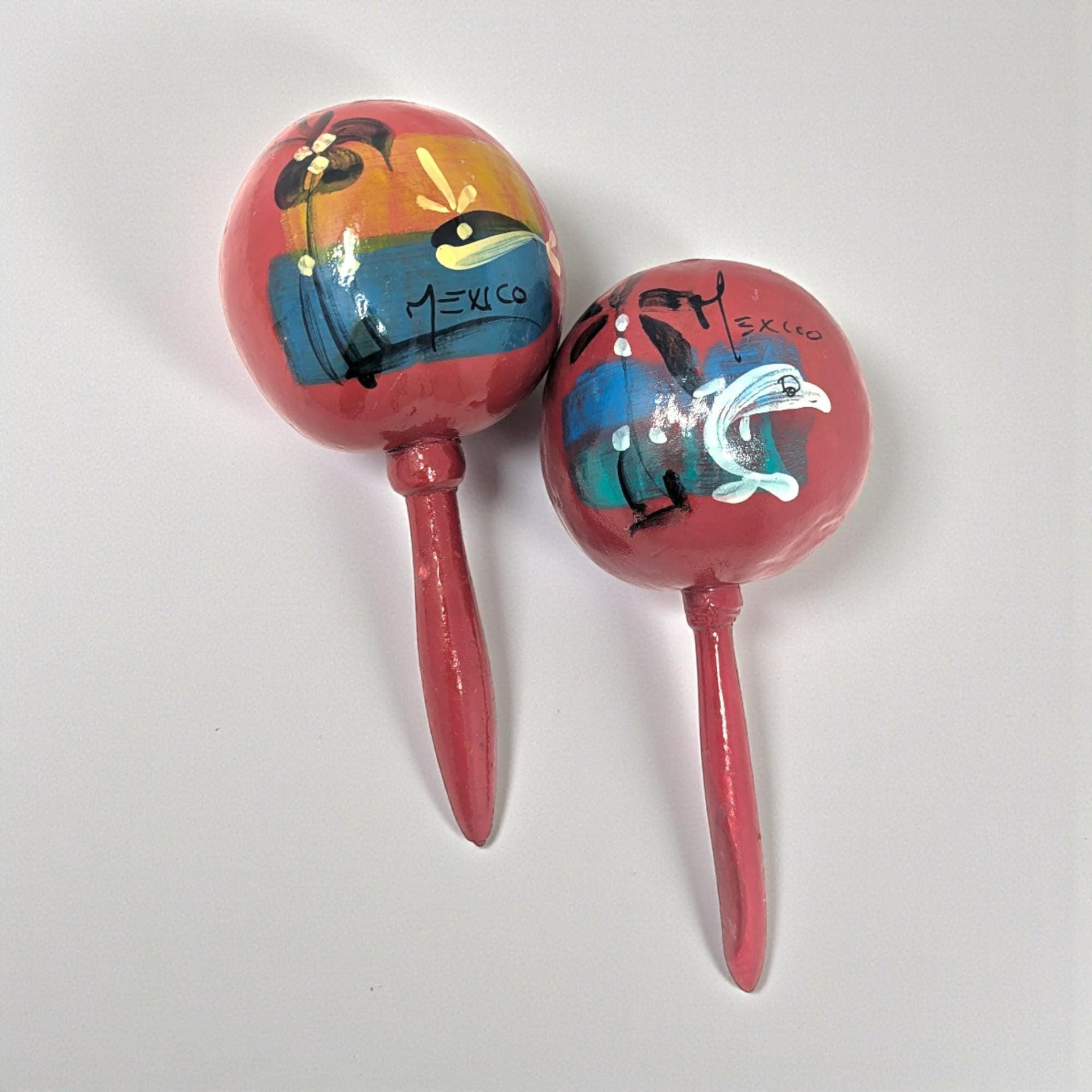 1970s Handpainted Mexican Maracas Pair