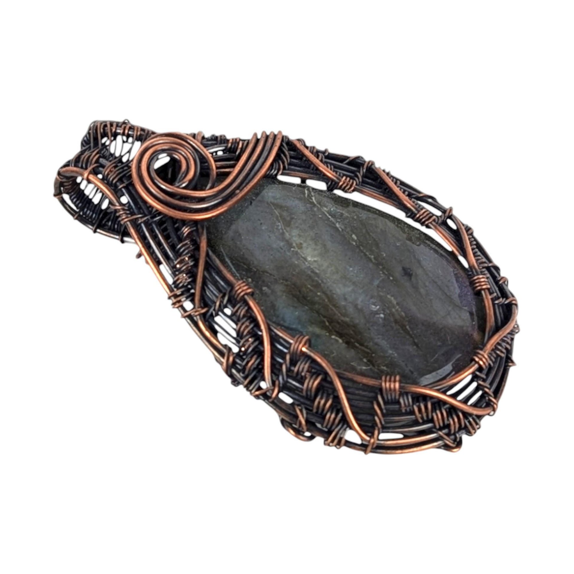 Handmade Labradorite Copper Wire Wrapped Pendant