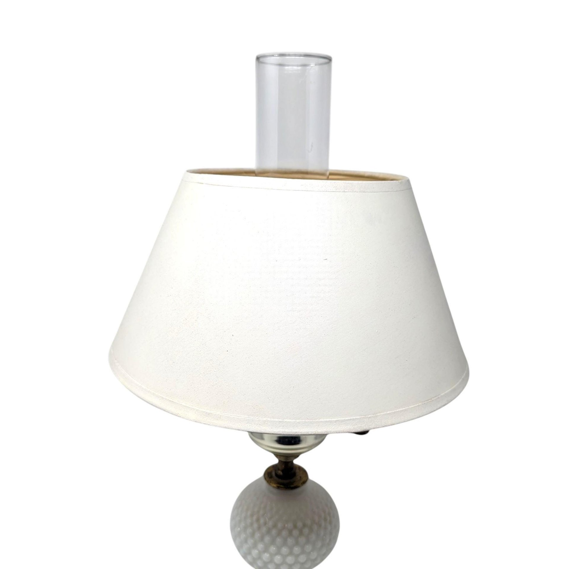 Vintage Milk Glass Floral Hurricane Lamp