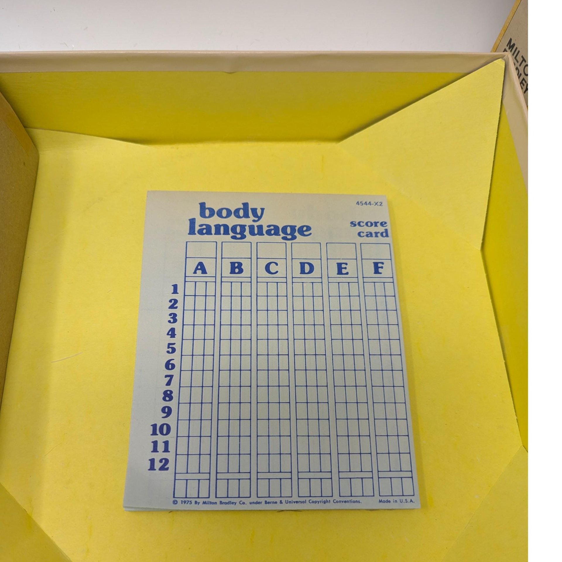 1975 Body Language Board Game: Milton Bradley