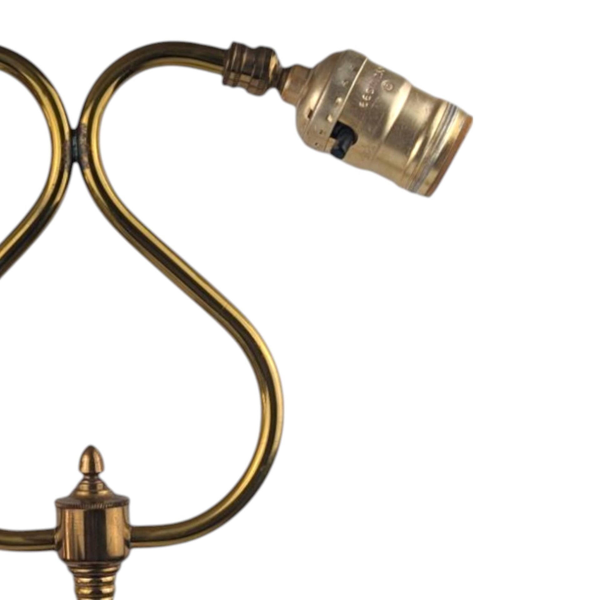 Vintage Double Brass Lyre-Form Desk Lamp