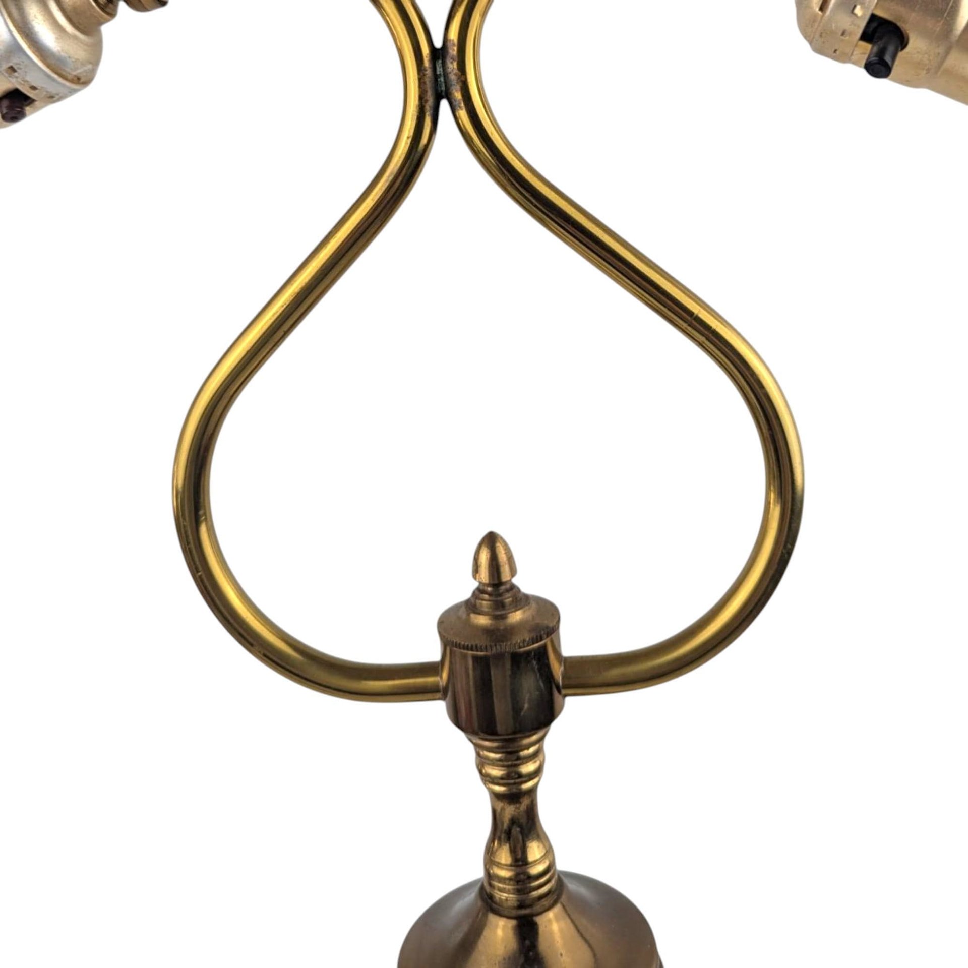 Vintage Double Brass Lyre-Form Desk Lamp