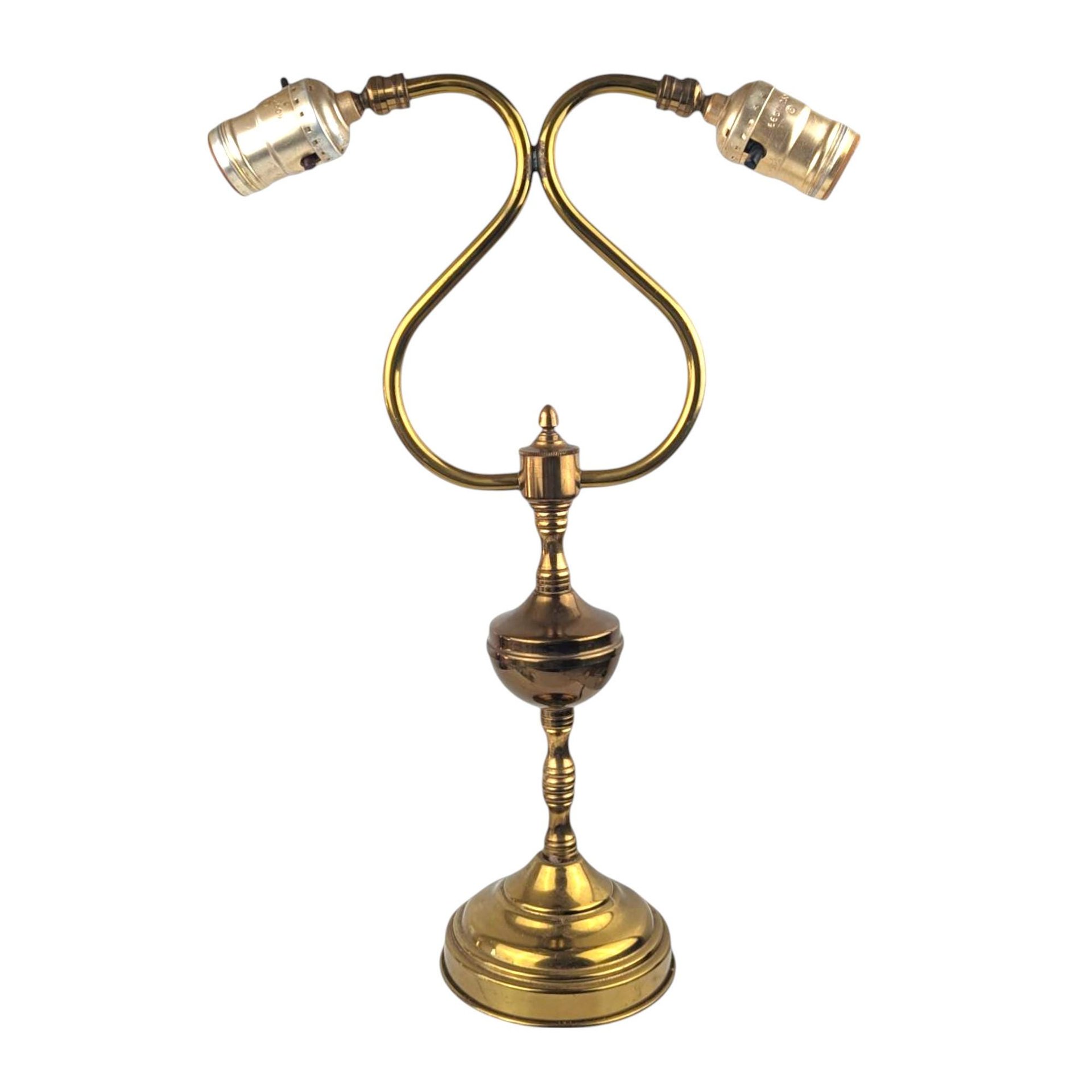 Vintage Double Brass Lyre-Form Desk Lamp