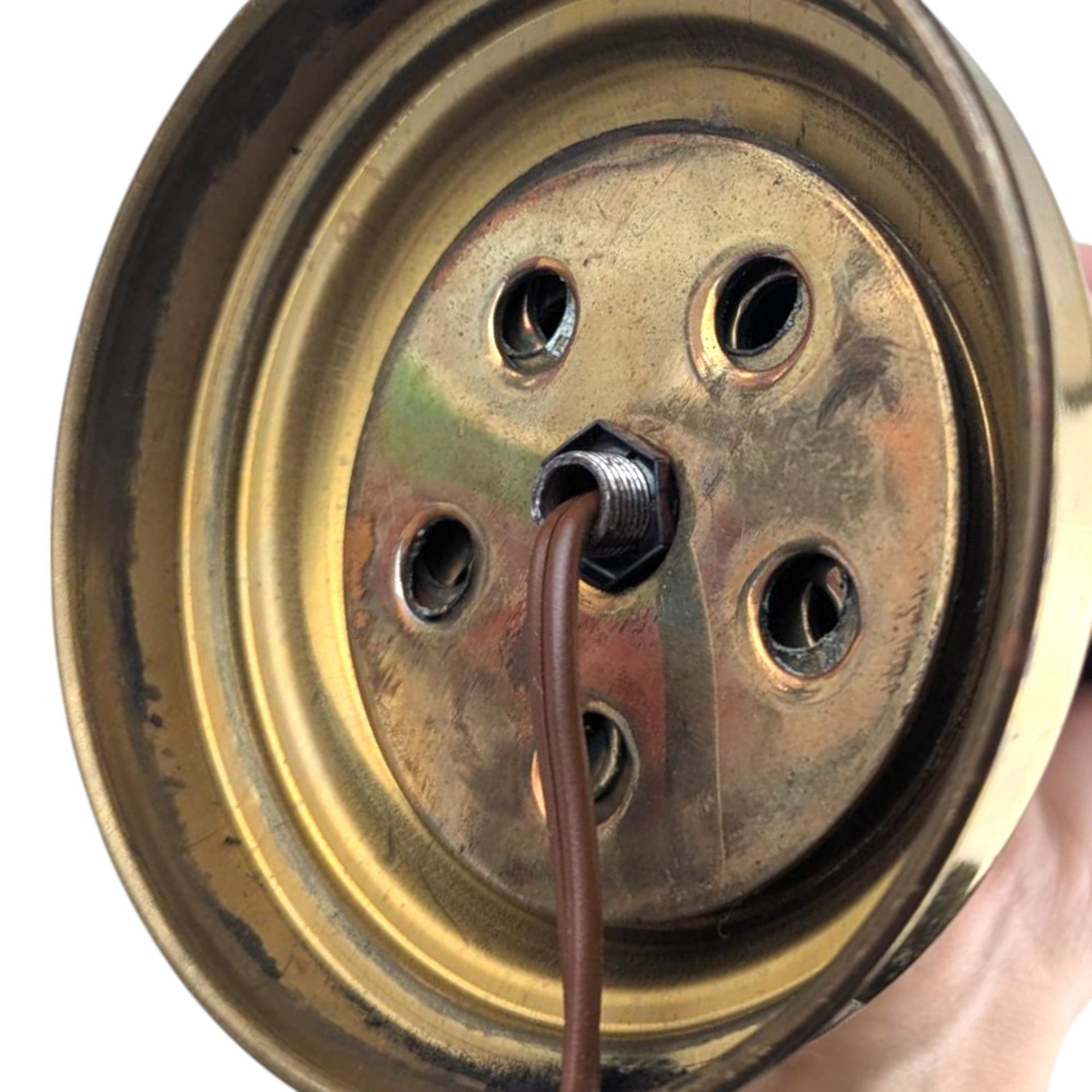 Vintage Double Brass Lyre-Form Desk Lamp