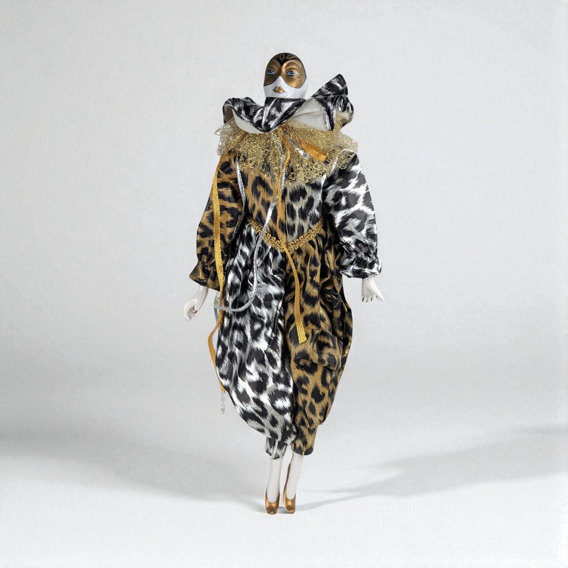 Vintage Lindell Porcelain Harlequin Doll