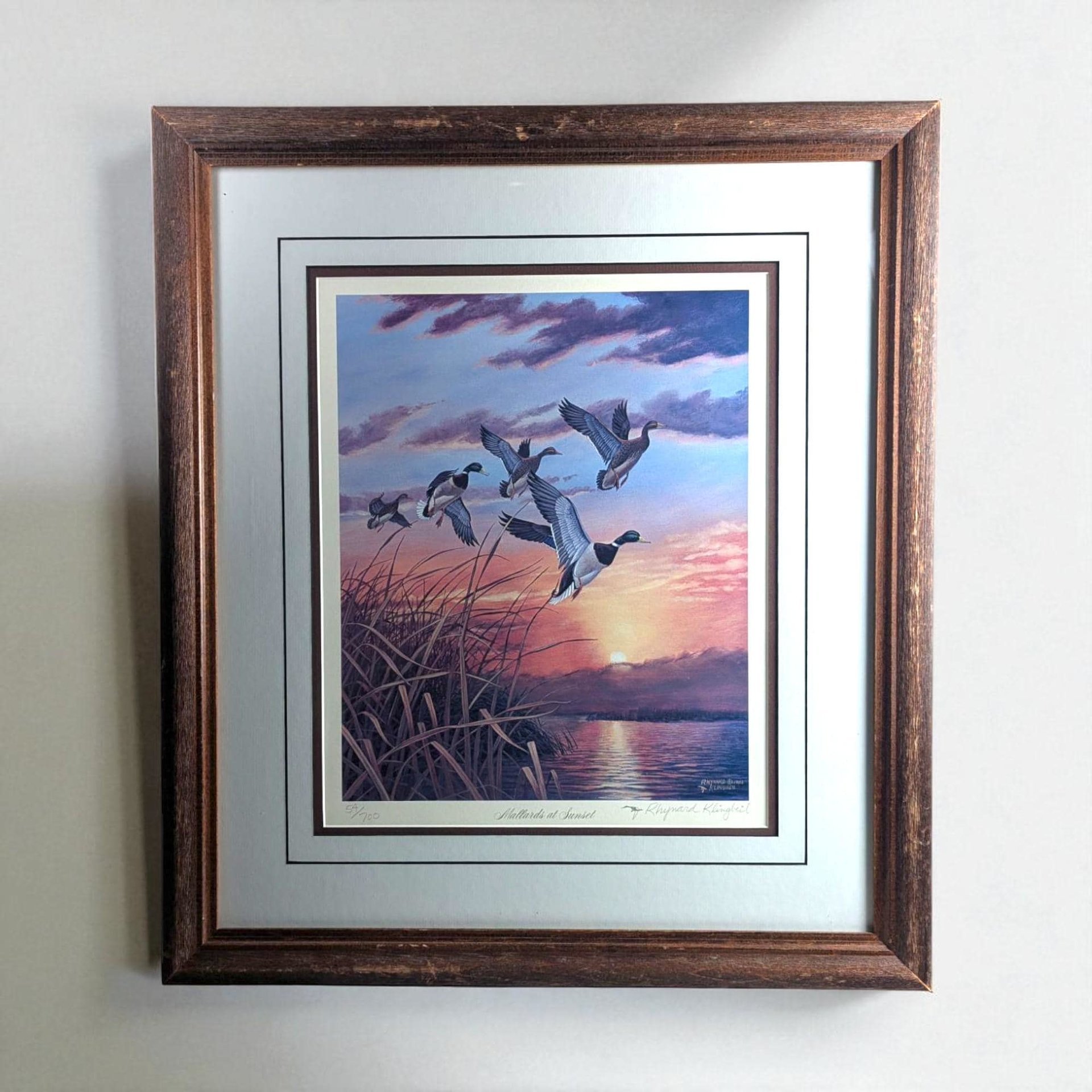 Signed Rhynard Klingbeil 'Mallards at Sunset' Print