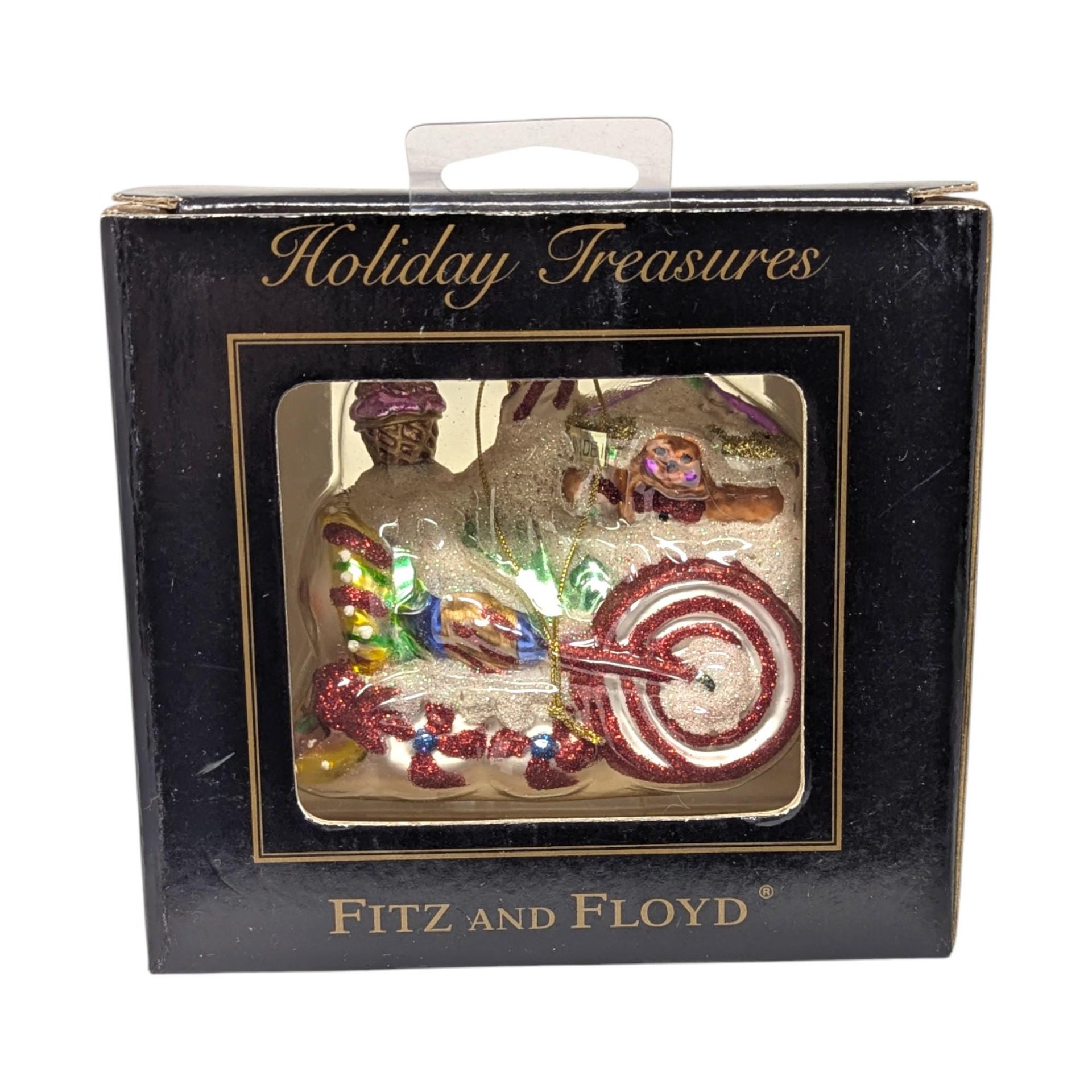 2003 Fitz and Floyd Holiday Treasures Glass Train Ornament