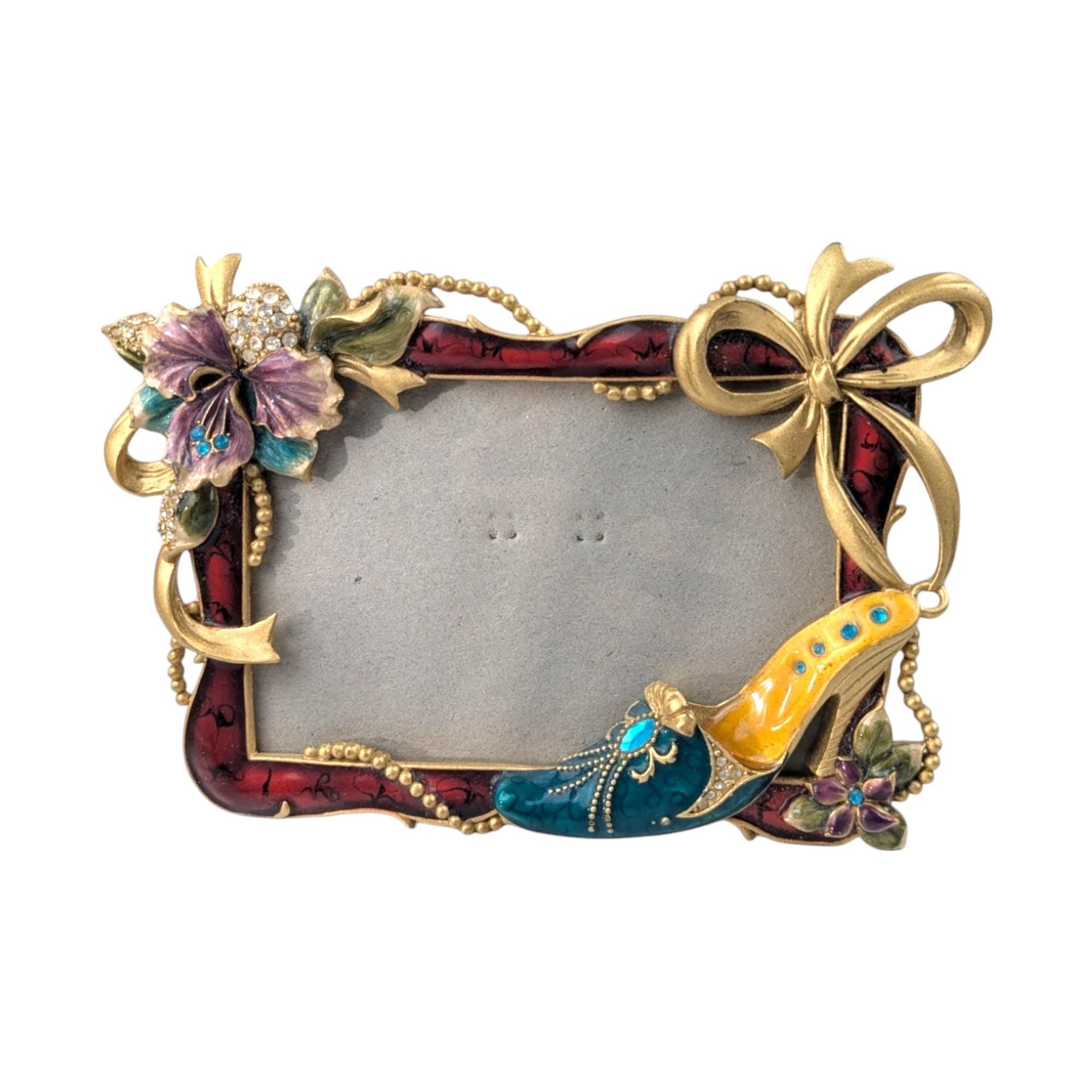Trio of Assorted Decorative Metal and Enamel Photo Frames