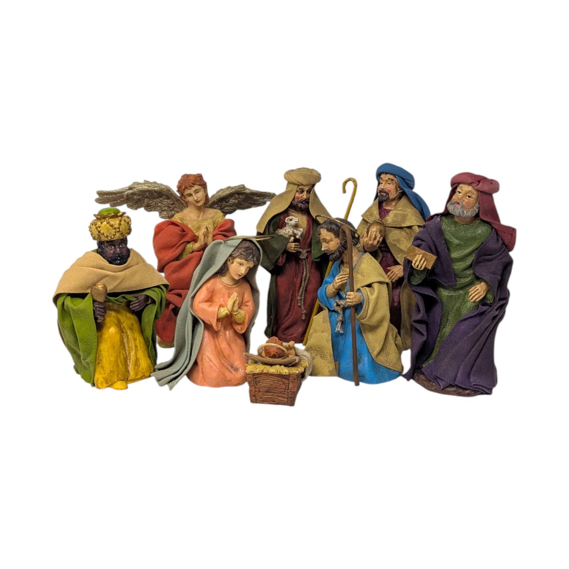 2002 Target Fabric Mache 8 Piece Christmas Nativity Set