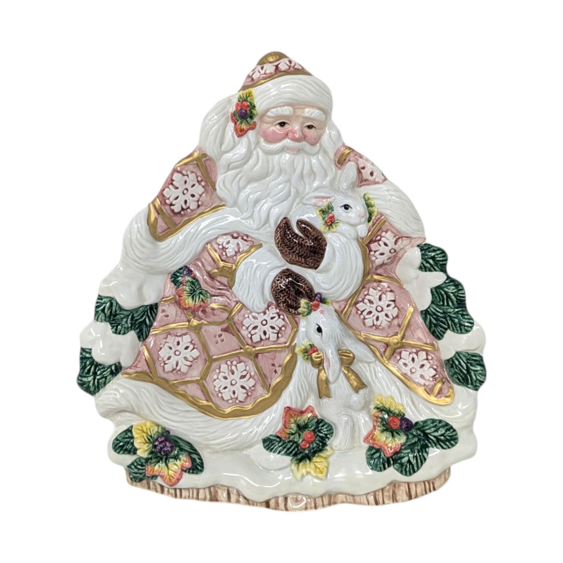 Fitz and Floyd Snowy Woods Santa Wall Plate