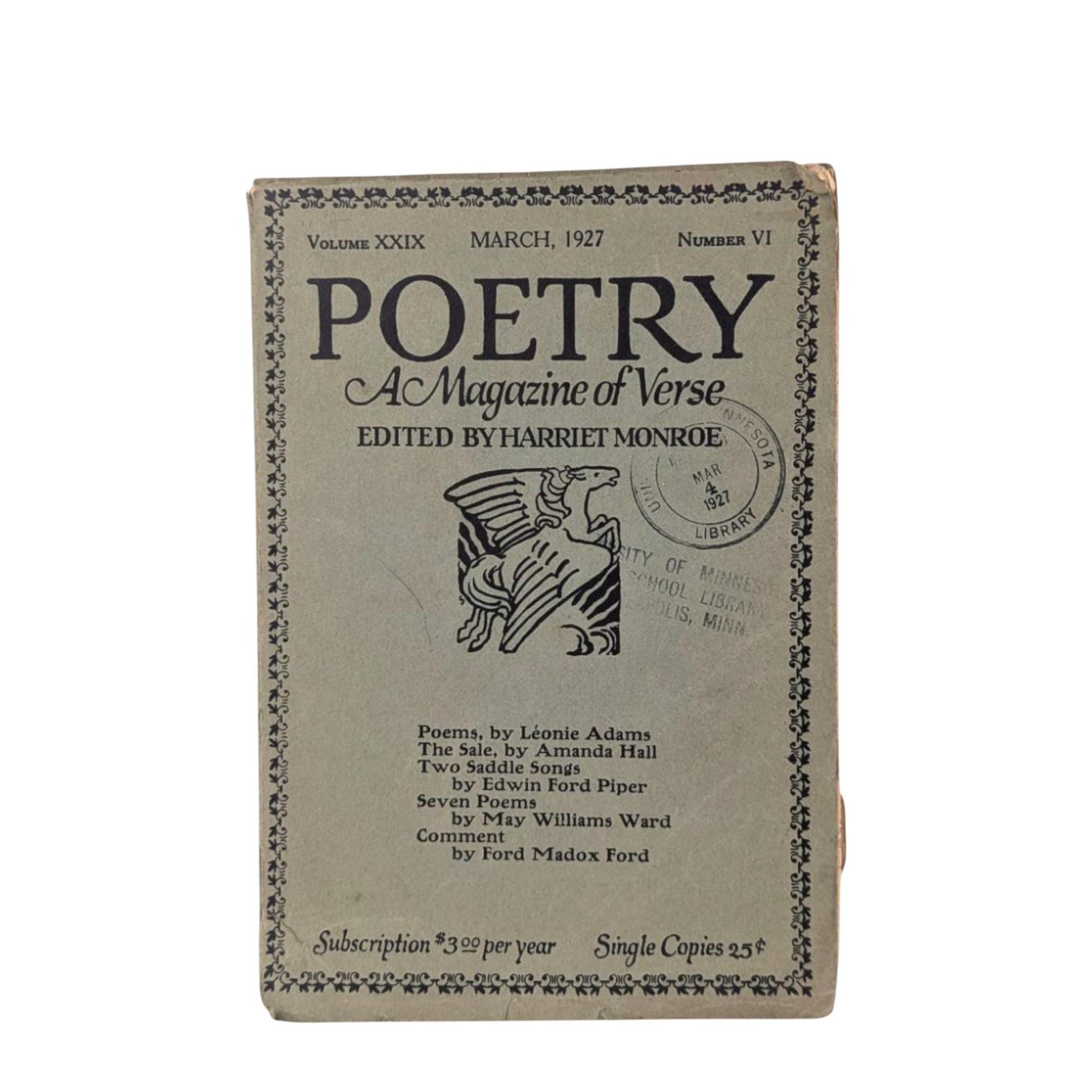 March 1927 'Poetry A Magazine of Verse' Softcover