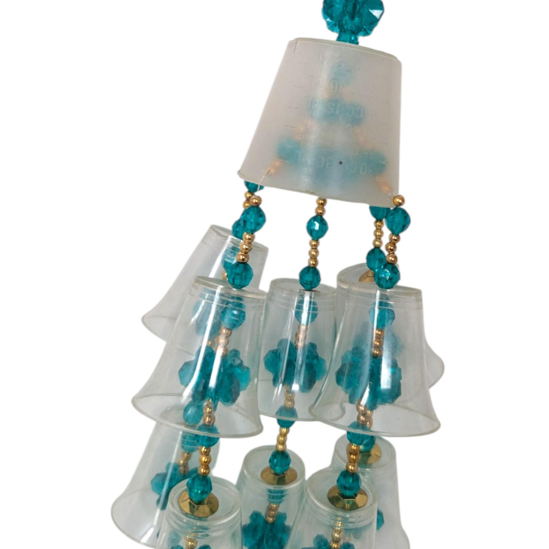 Vintage Beaded Clear Cup Wall Hanging Set