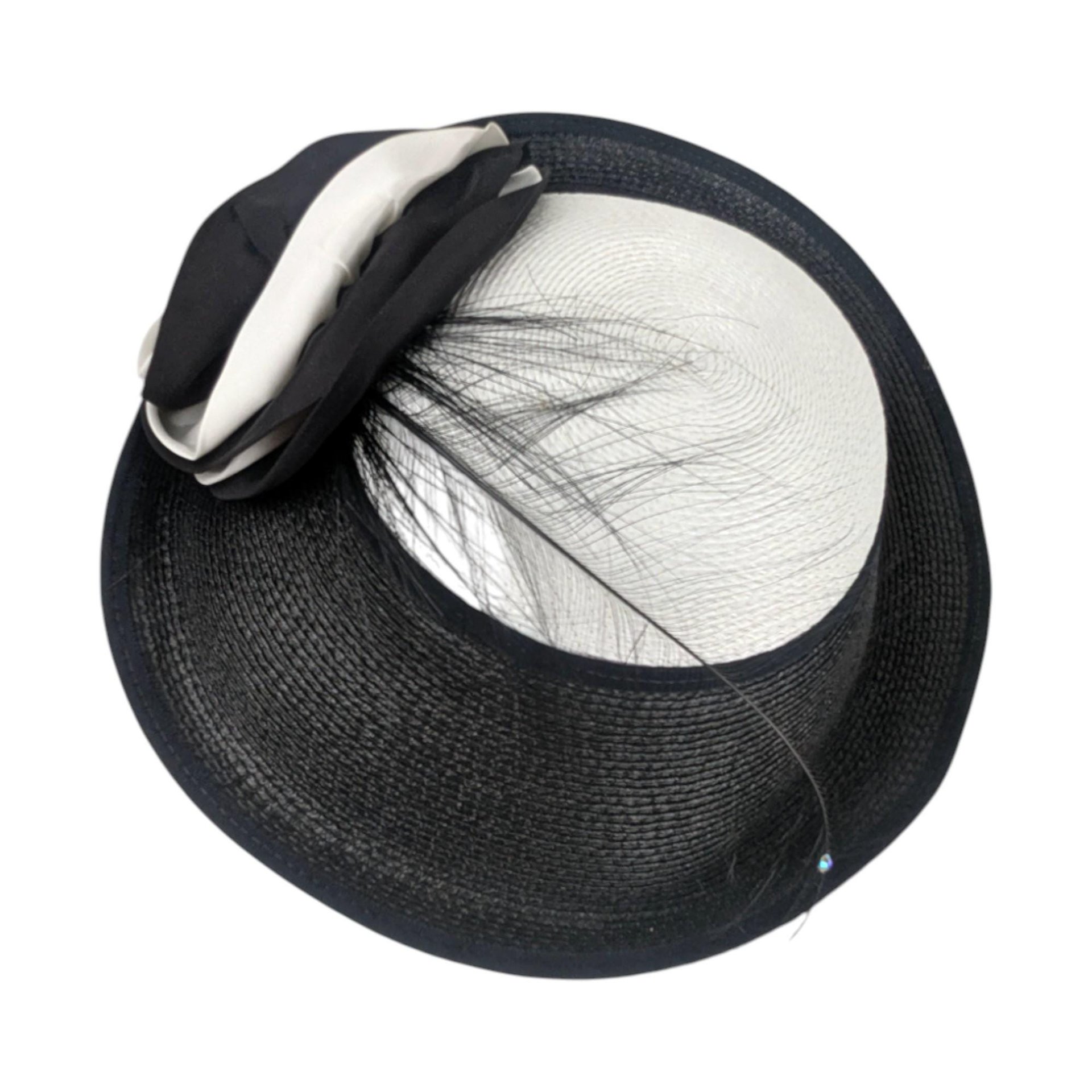 Vintage 'Jody G for Sylvia' Black and White Straw Ladies Hat