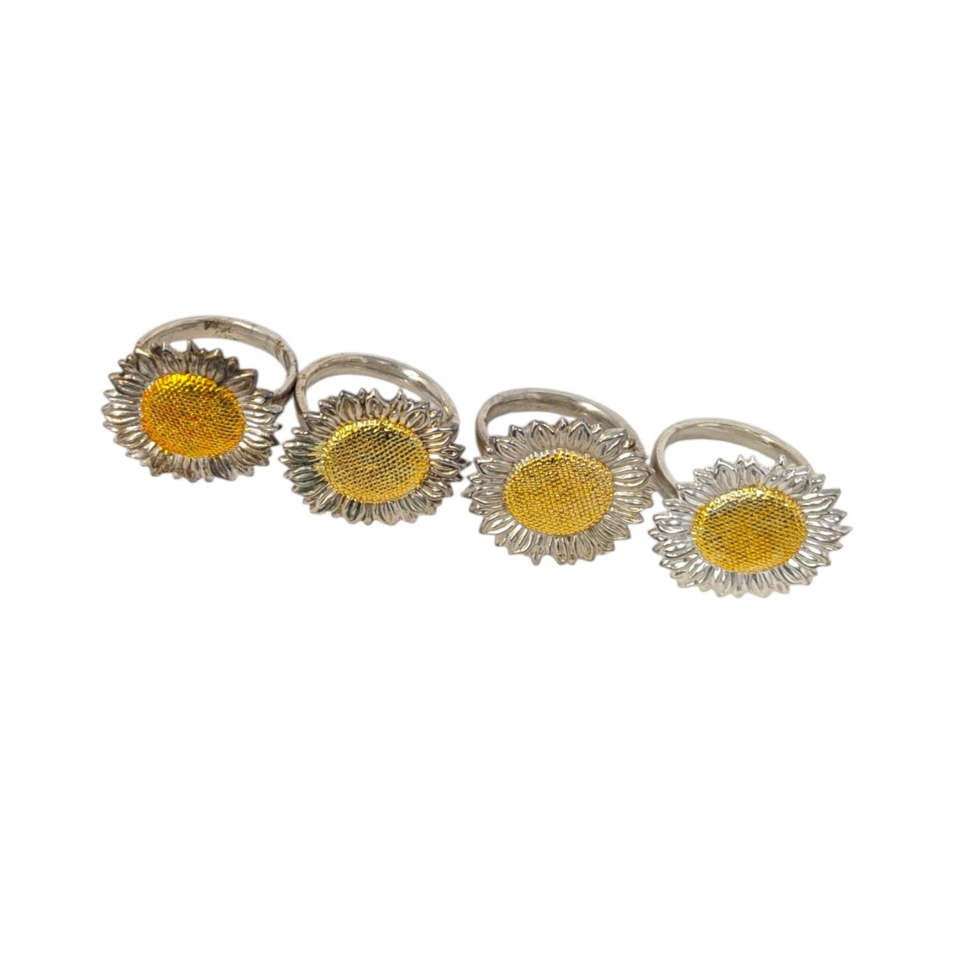Vintage Decorator's Choice Metal Sunflower Napkin Rings