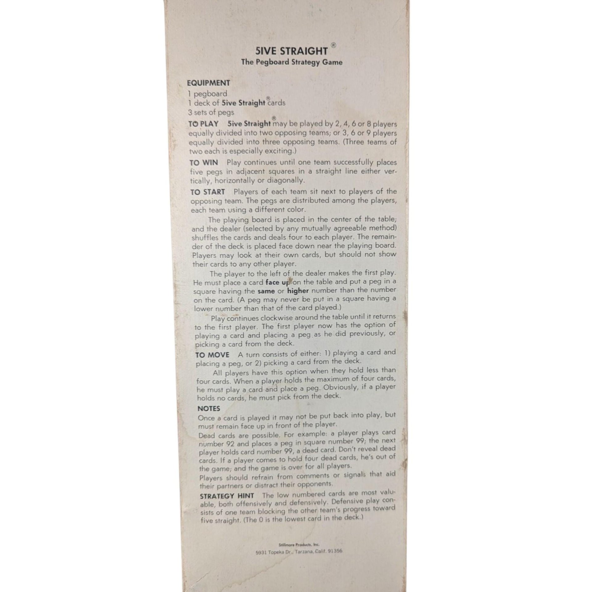 1968 'Five Straight' Pegboard Strategy Game