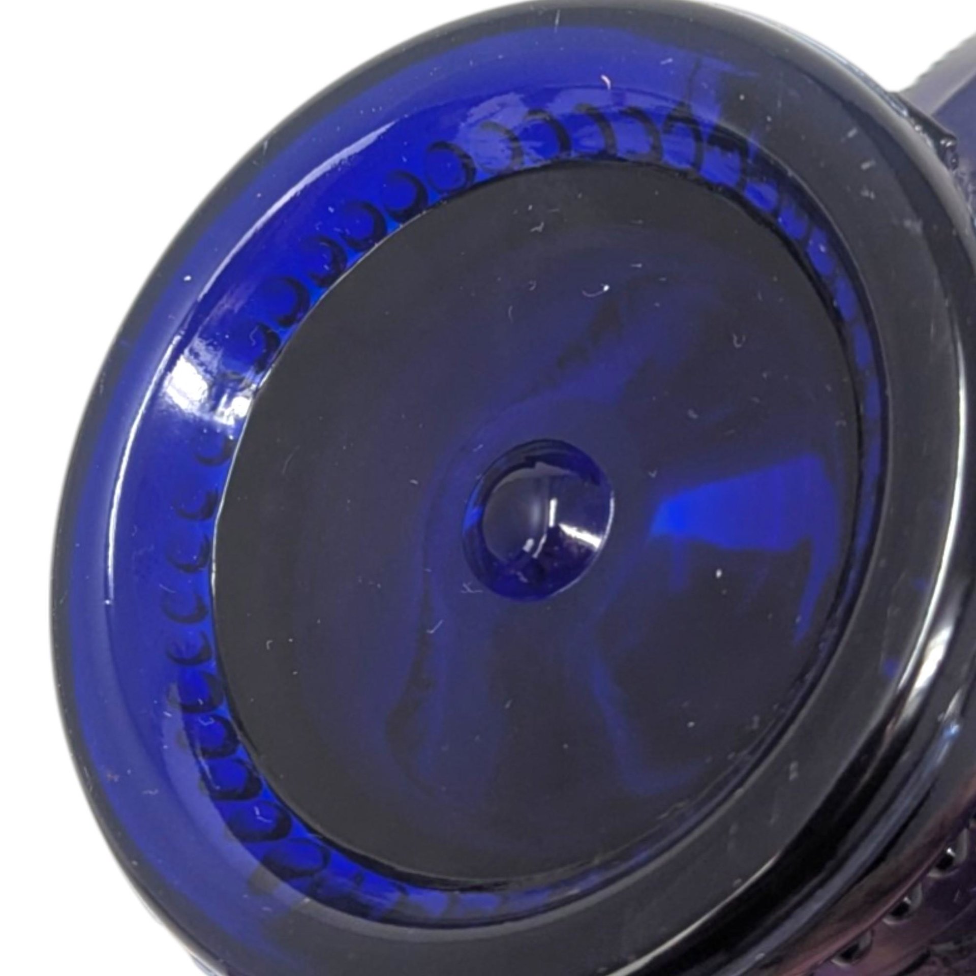 Vintage Cobalt Blue Glass Sugar Bowl