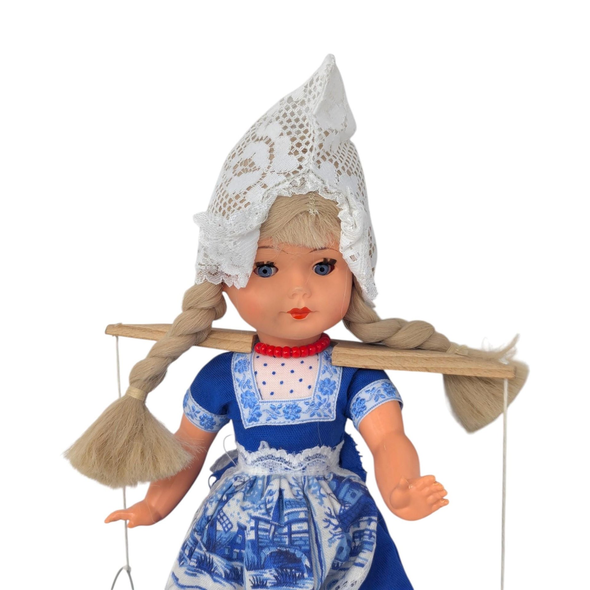 Vintage Dutch Milkmaid Doll with Ceramic Pails