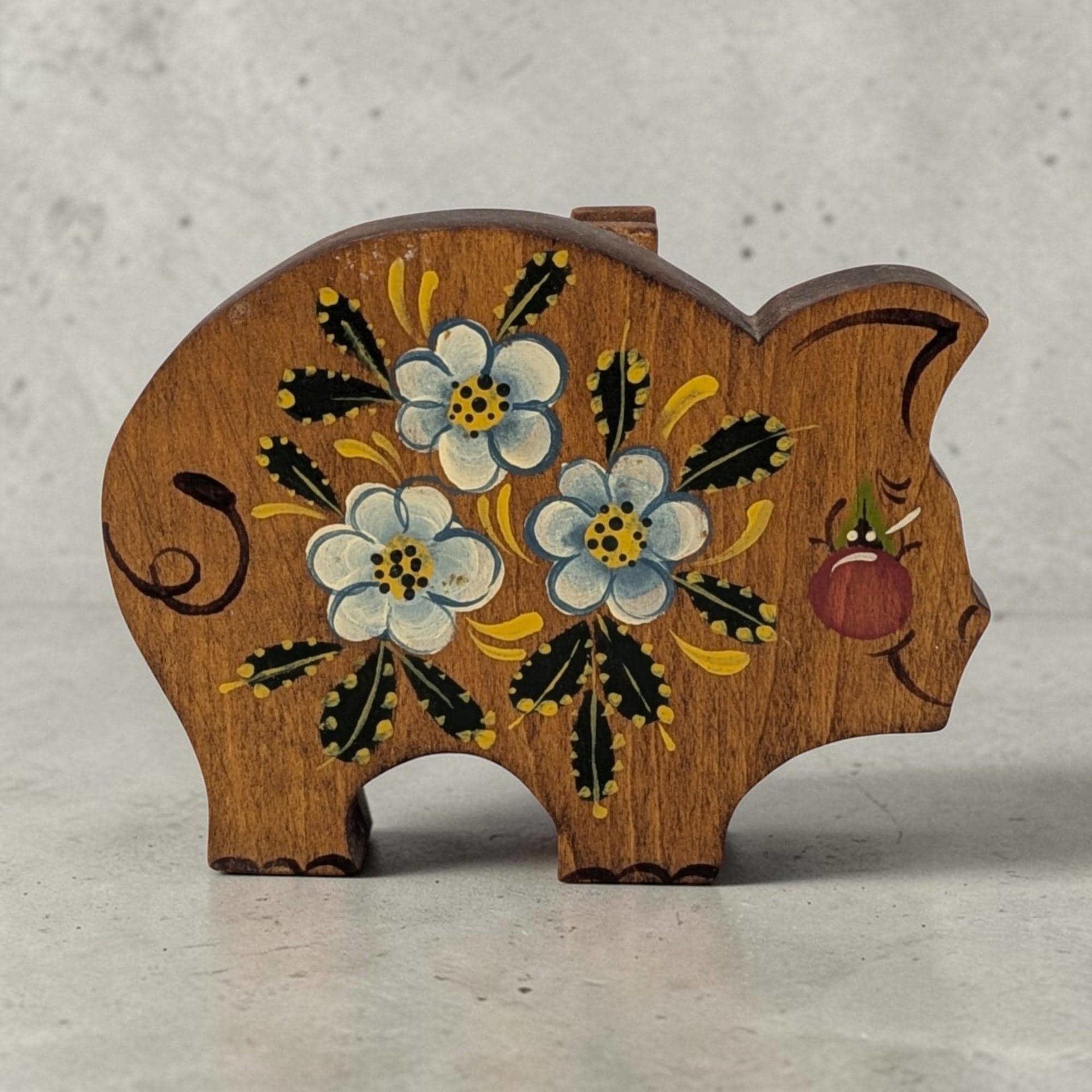 Vintage Handpainted Wooden Pig Clip