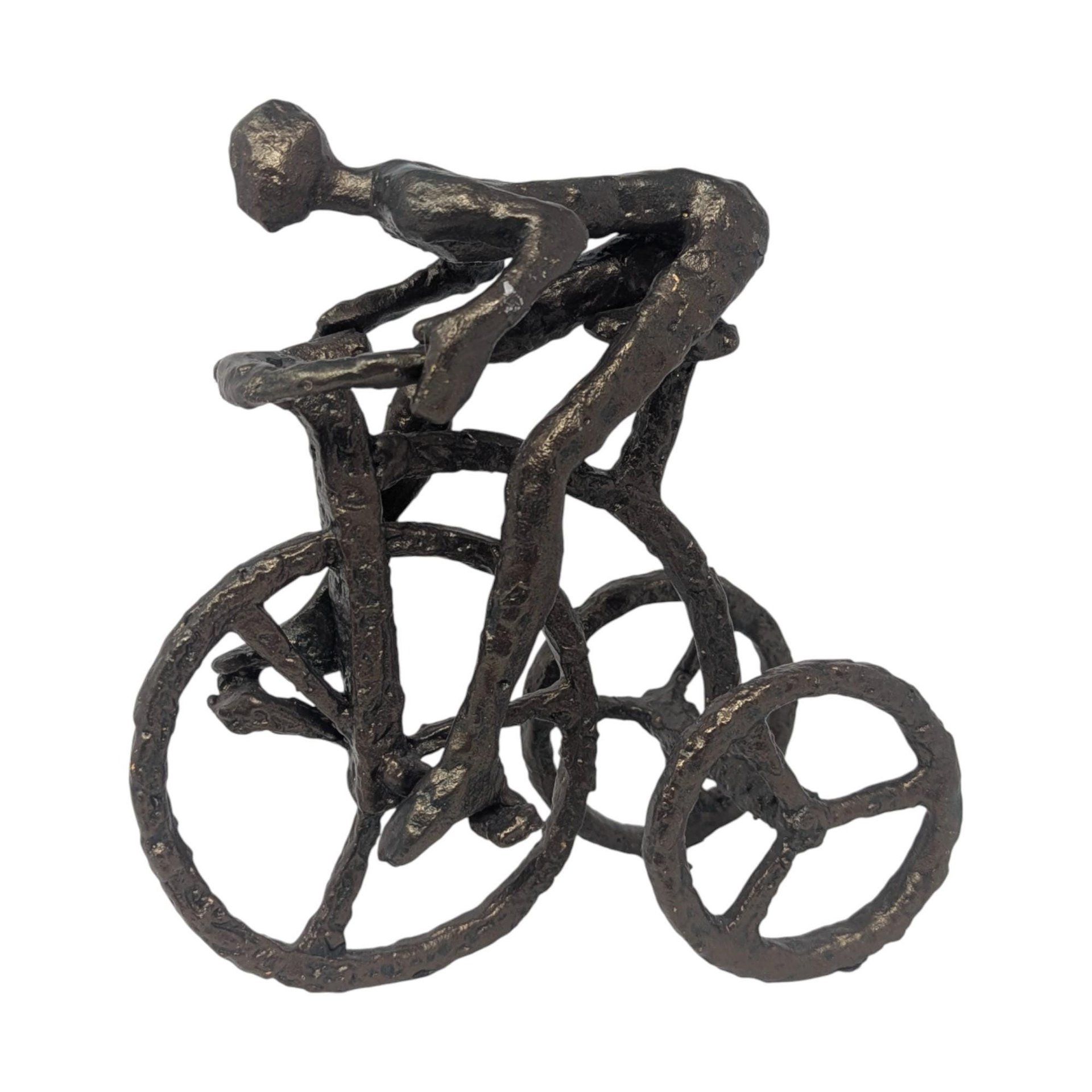 Vintage Brutalist Metal Man on Tricycle Figure