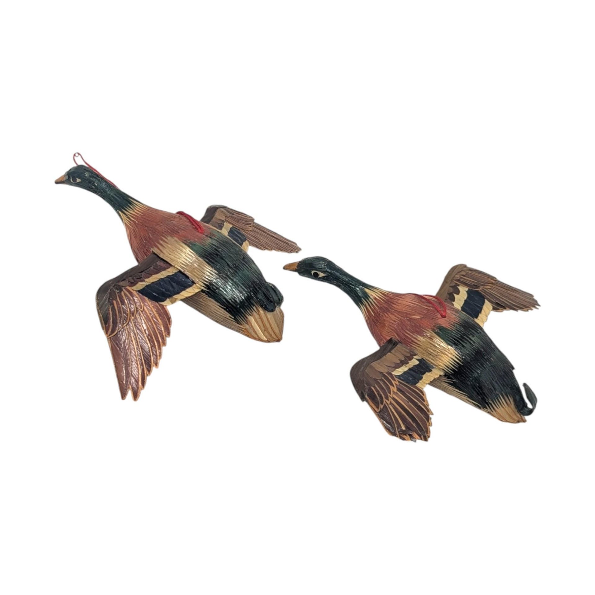 Vintage Painted Wooden Duck Decoy Ornaments
