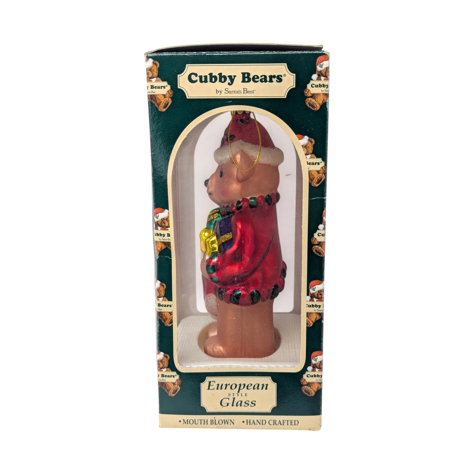 1997 Cubby Bear European Mouth Blown Glass Ornament