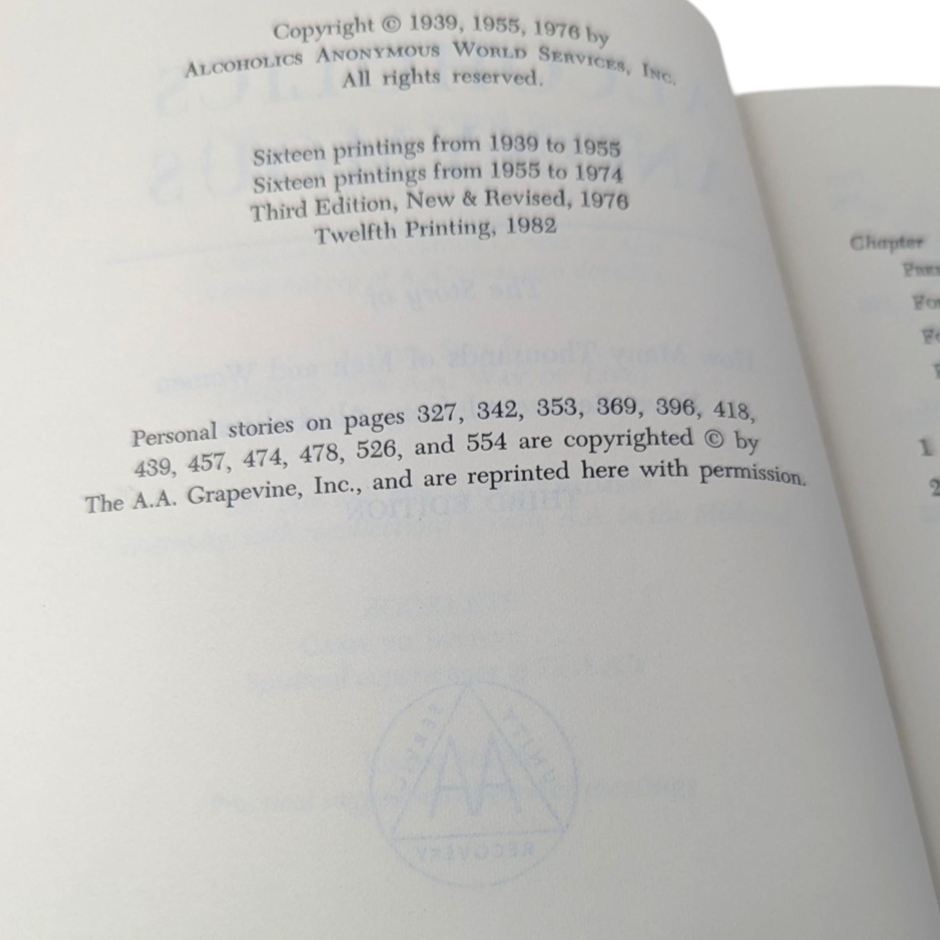 Alcoholics Anonymous Third Edition 1976 Hardcover