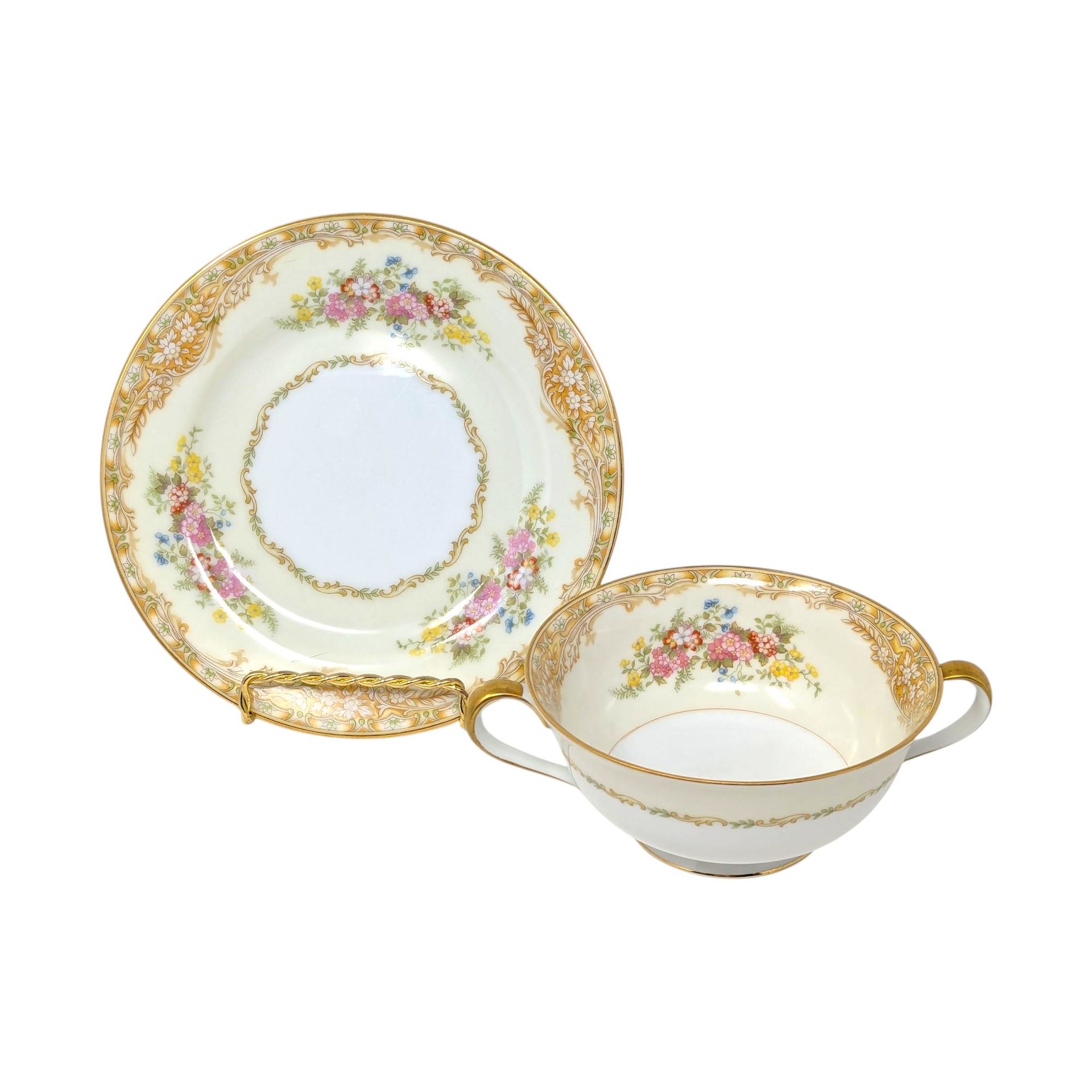 Vintage Noritake Soup Cup and Saucer Set of Four