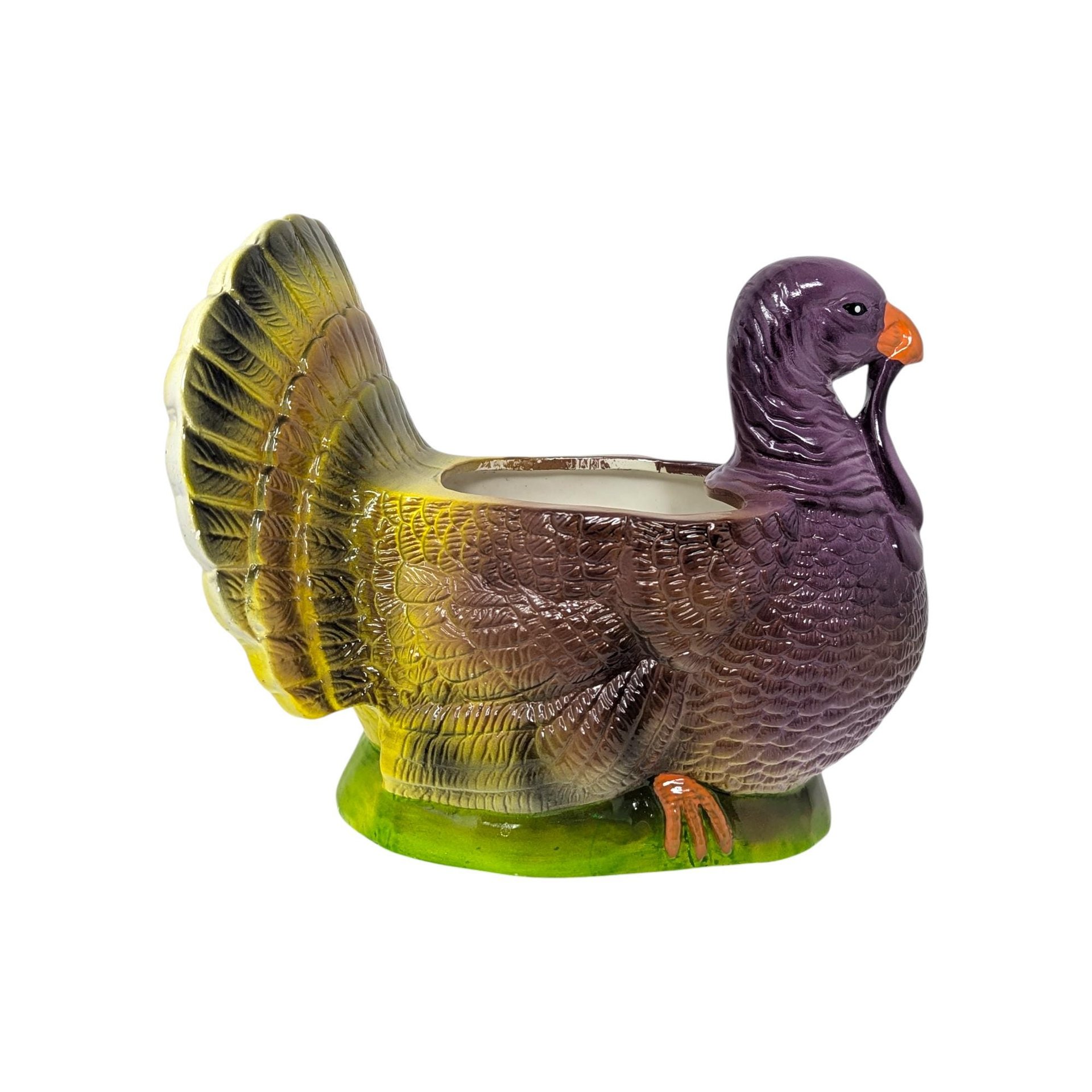 Vintage PR Handpainted Ceramic Turkey Planter