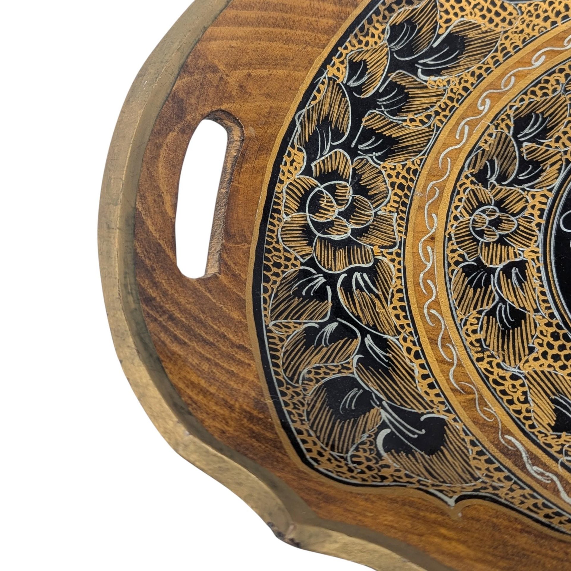 Vintage Handpainted Wooden Folk Art Serving Tray