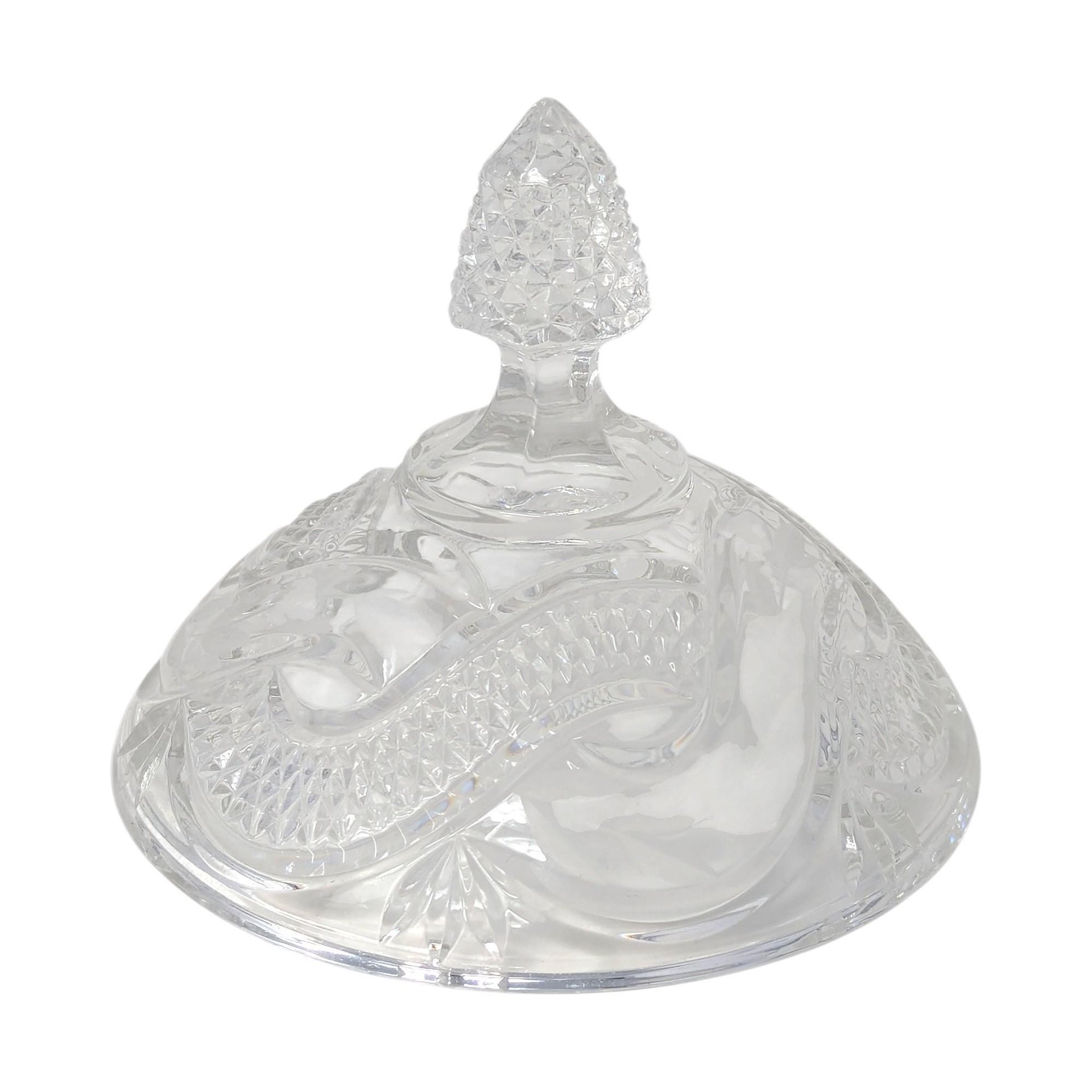 Vintage Serpentine Pattern Crystal Candy Dish