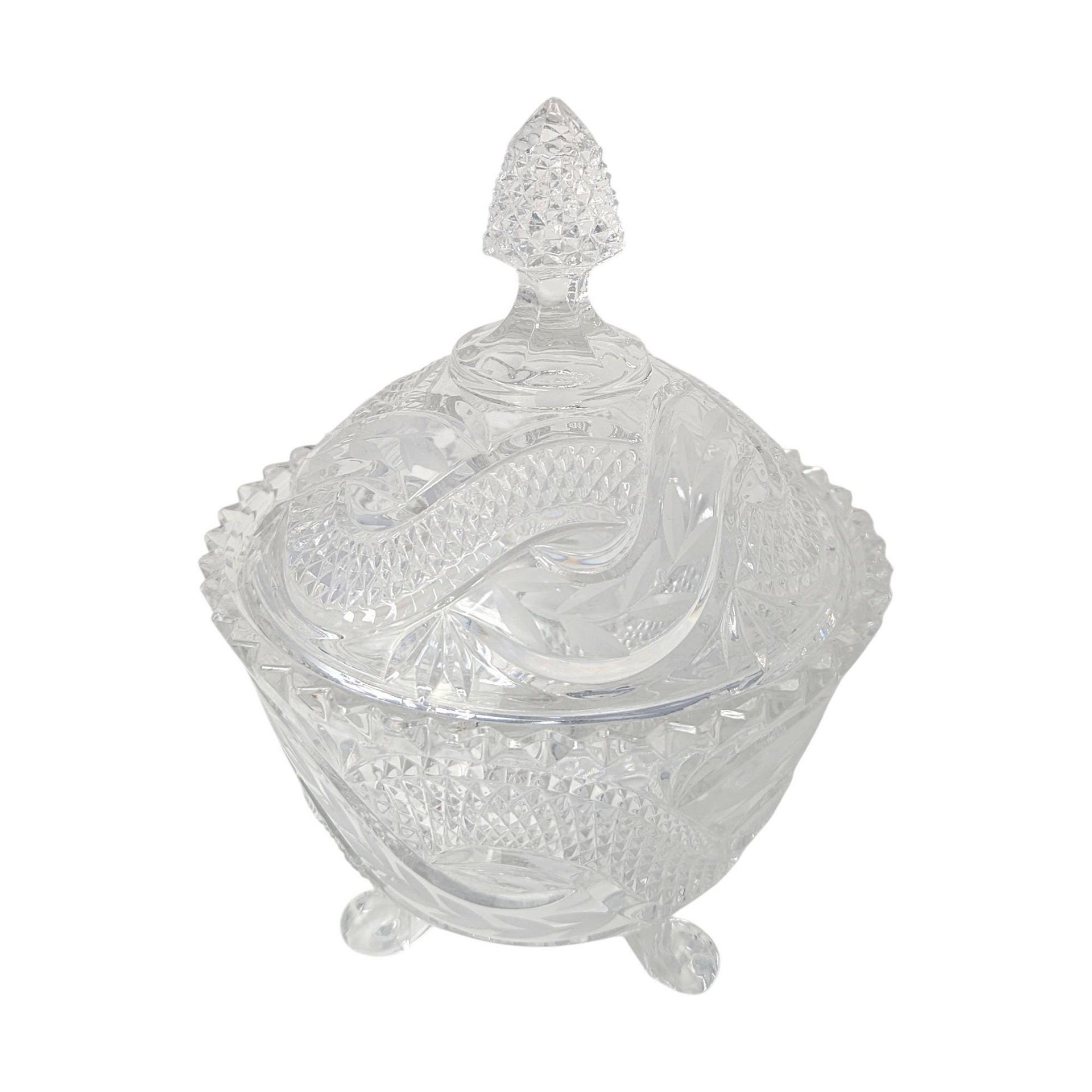 Vintage Serpentine Pattern Crystal Candy Dish