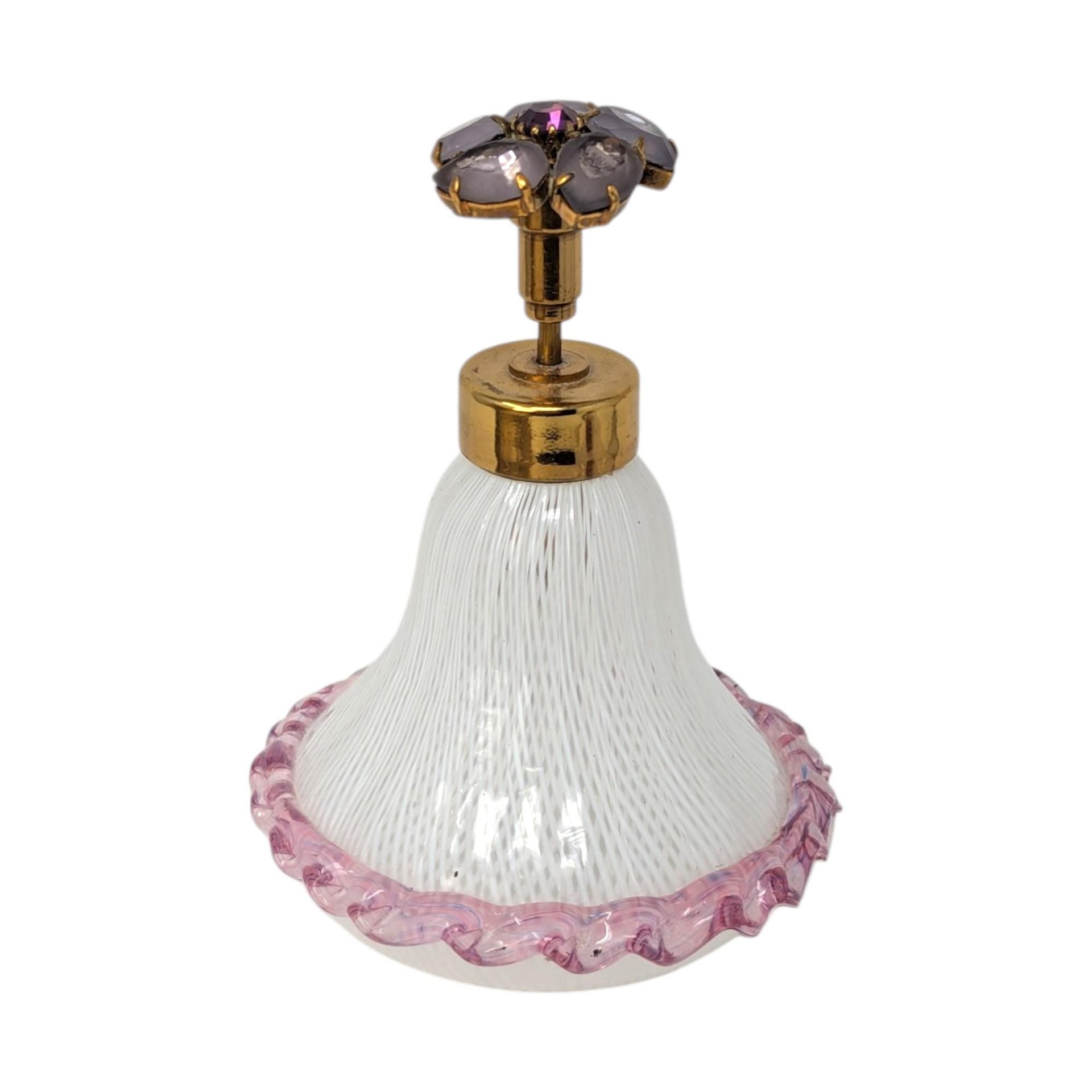 Murano Latticino Art Glass Perfume Bottle