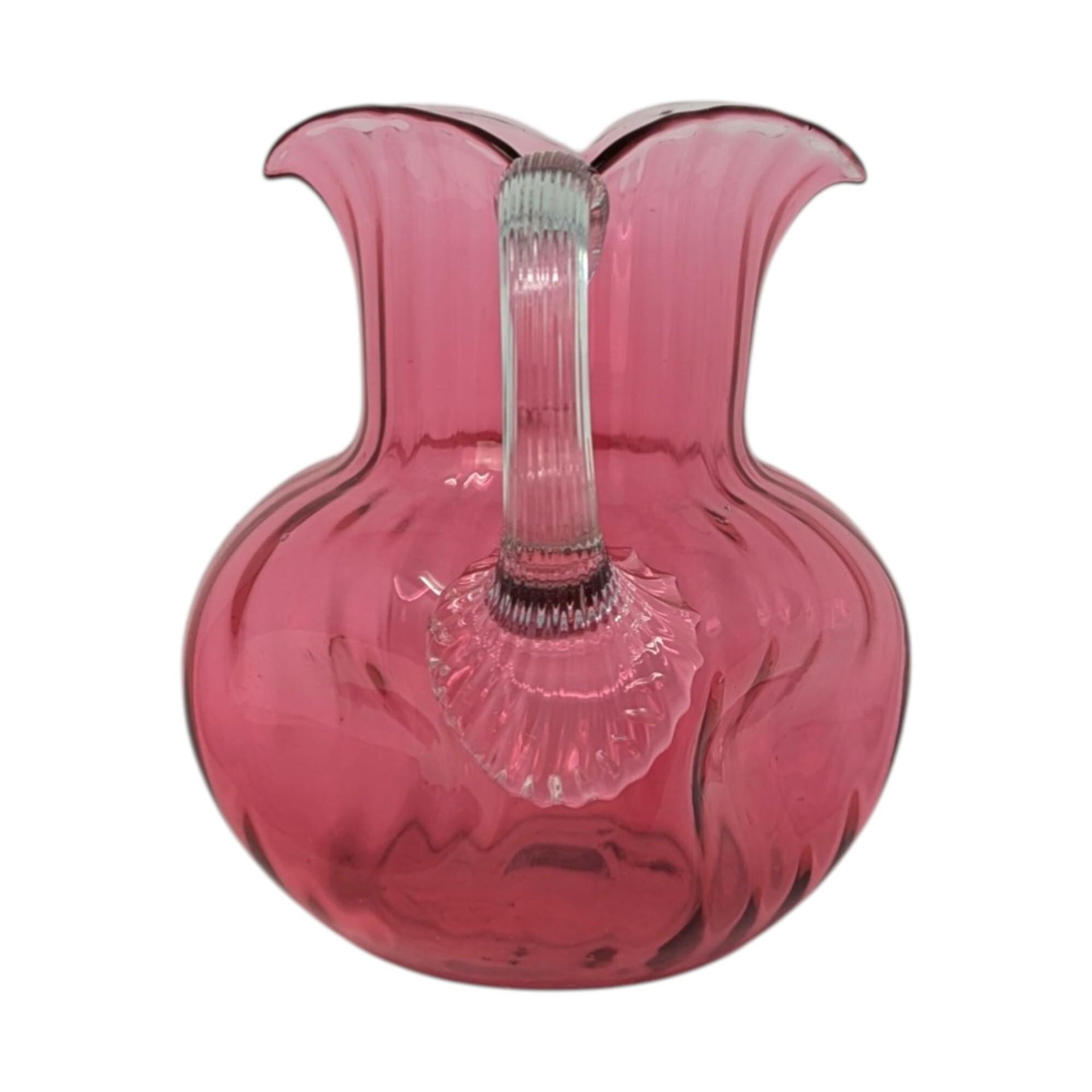 Antique Cranberry Glass Pitcher – Victorian Hand Blown Art Glass Tableware