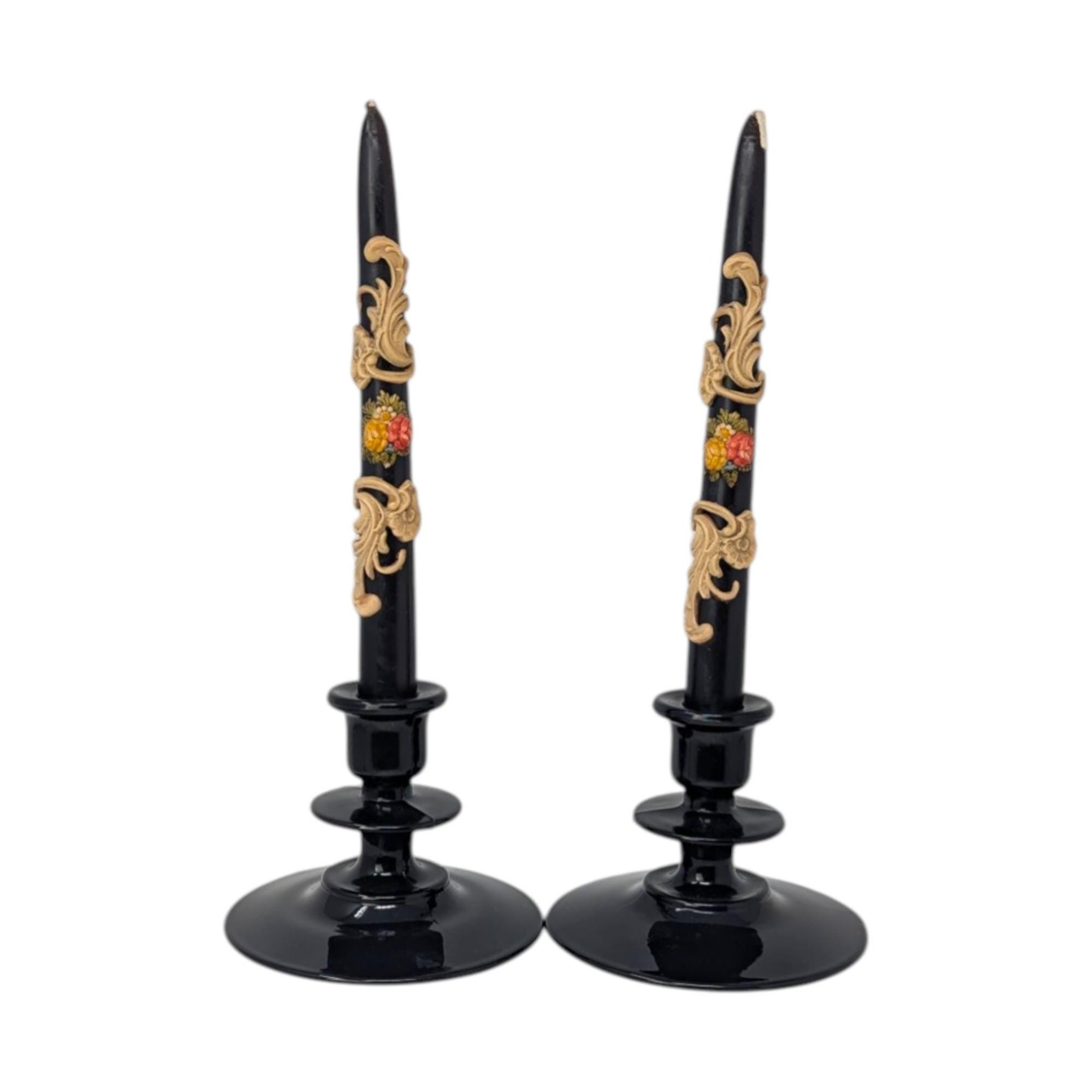 Vintage Black Amethyst Candle Set