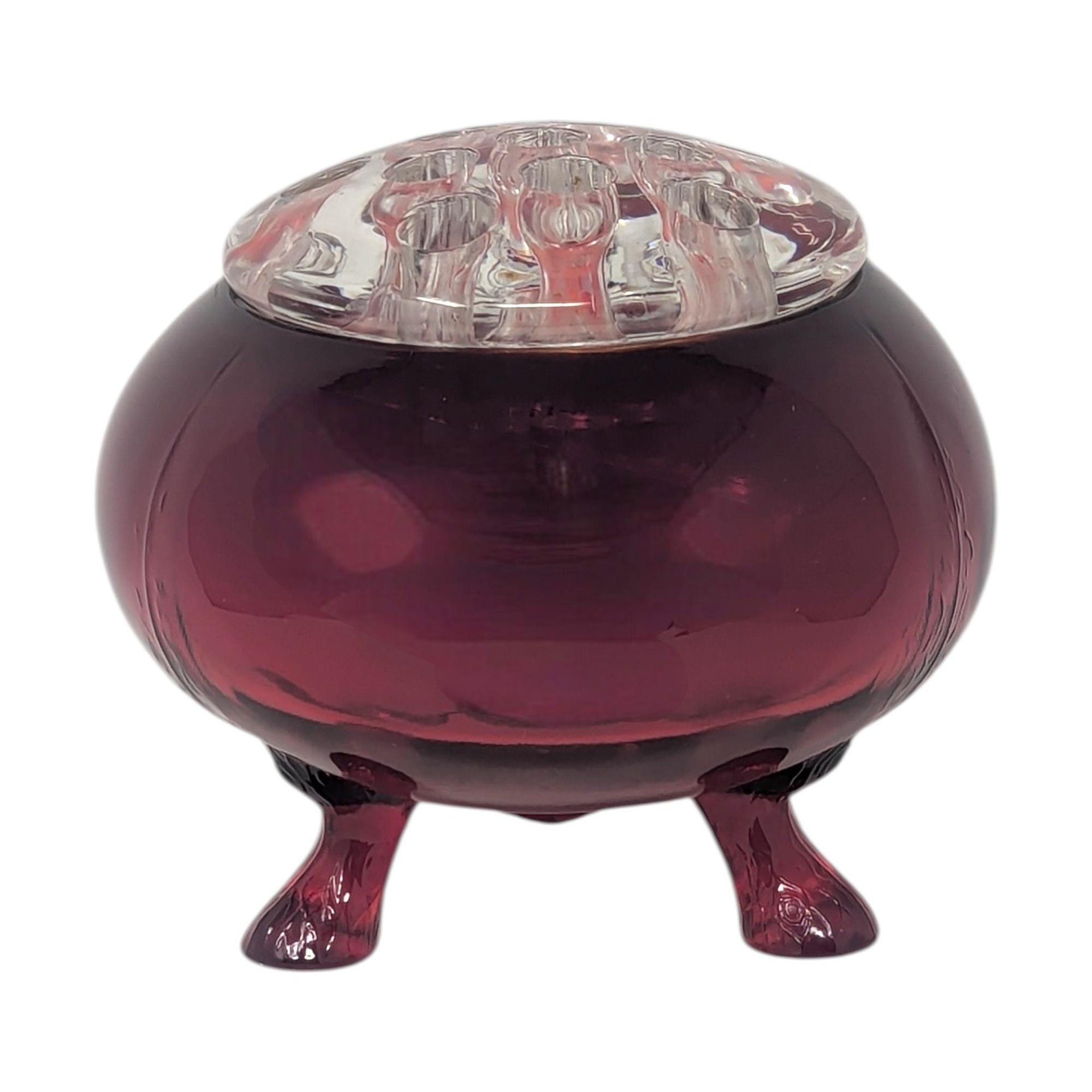 Vintage Viking Glass Ruby Red Flowerite Flower Frog