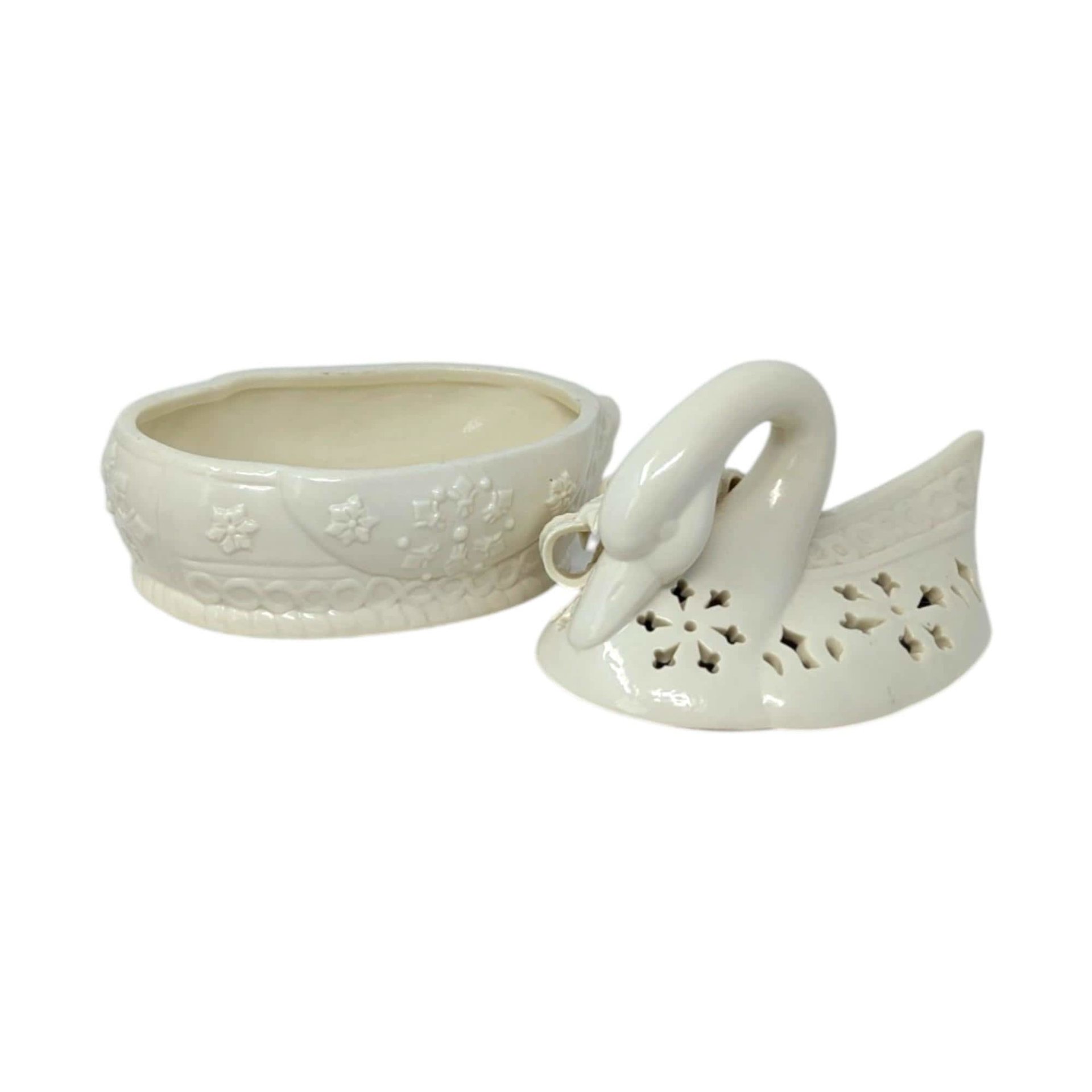 Vintage Ceramic Christmas Swan Bowl