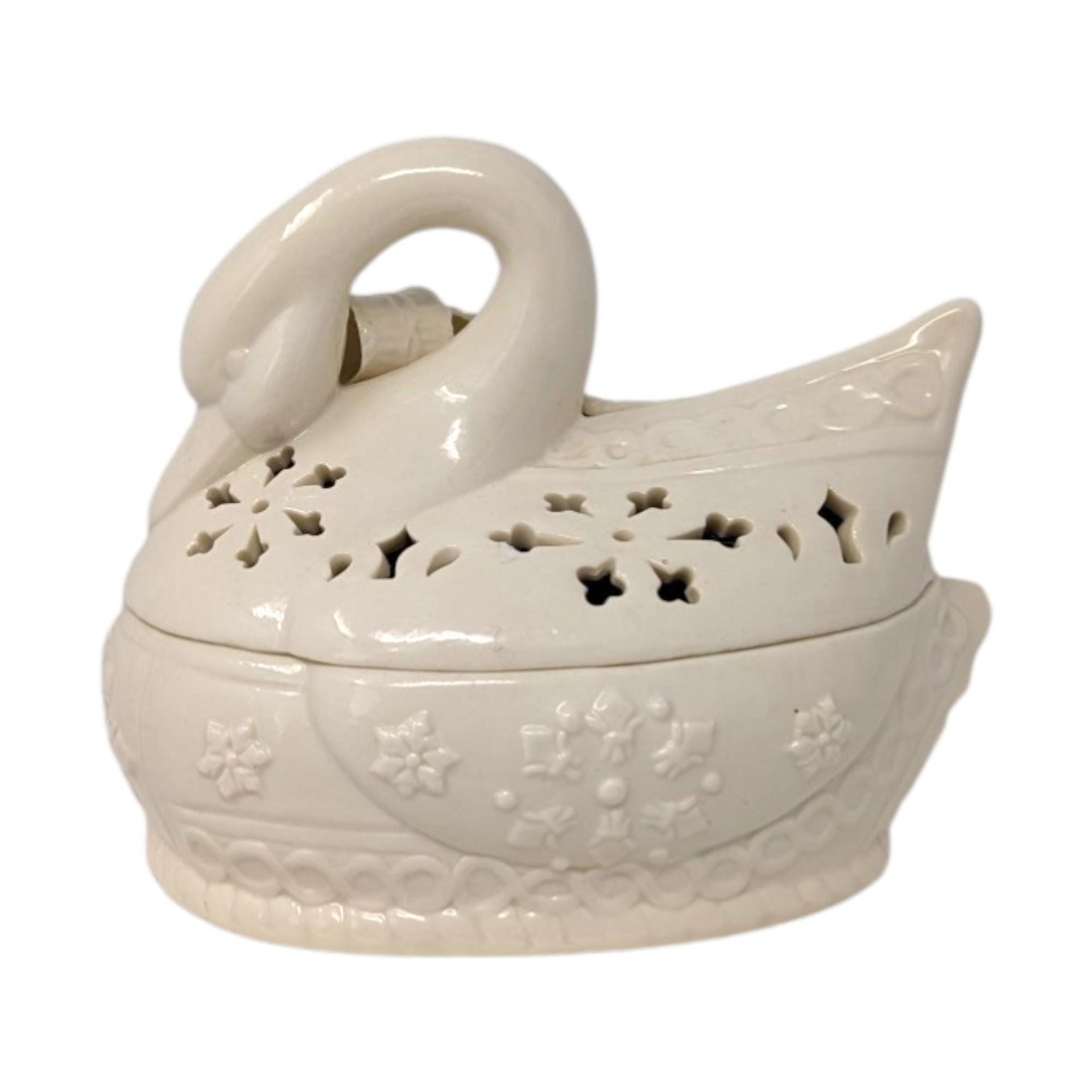 Vintage Ceramic Christmas Swan Bowl