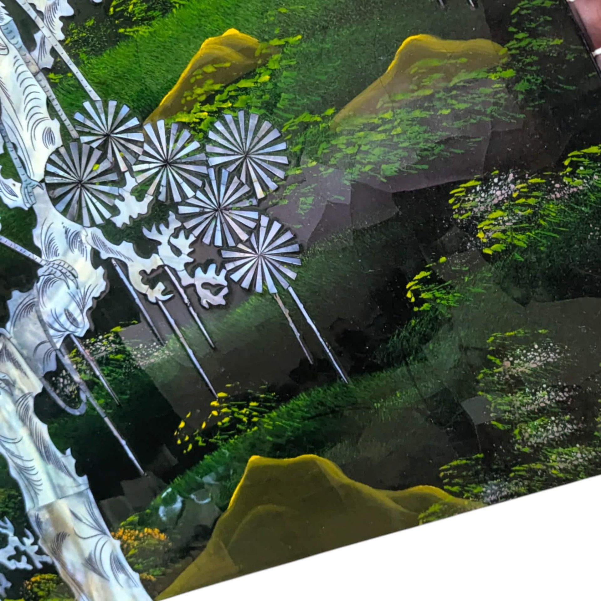 Vintage Mother of Pearl Crane Wall Panel