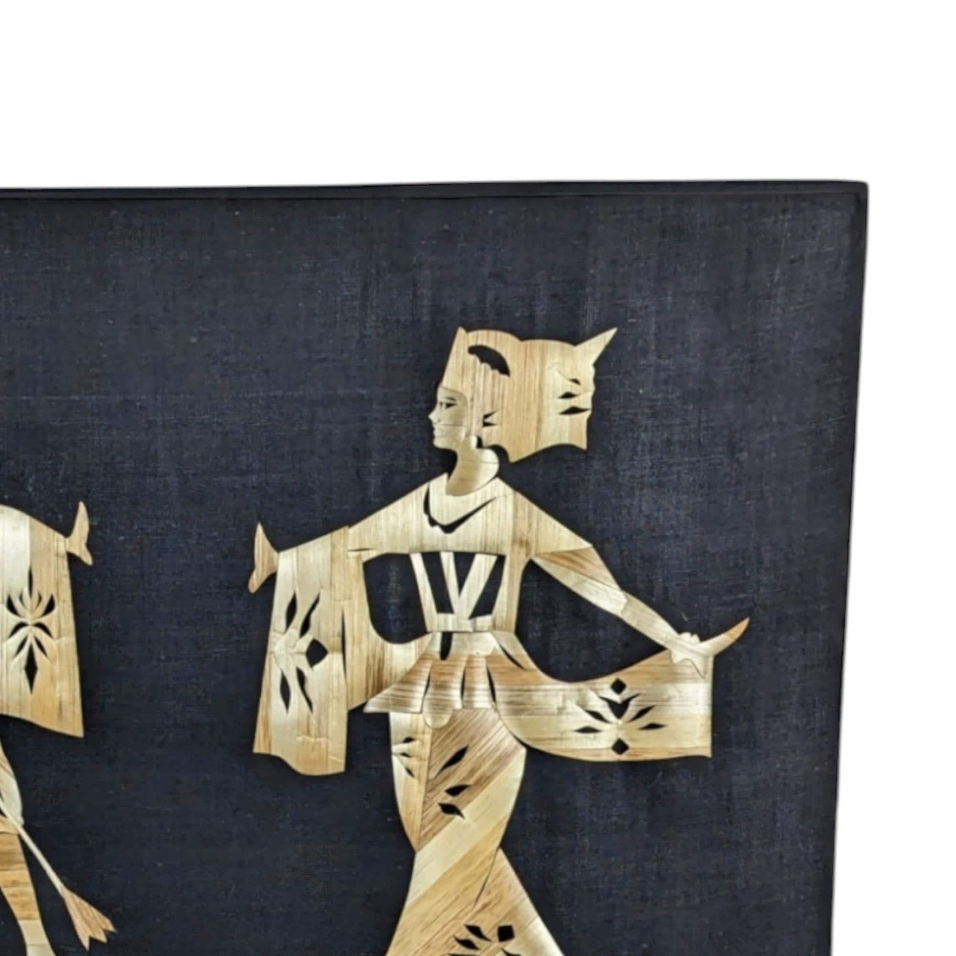 Vintage Asian Straw Art Wall Decor, Unframed